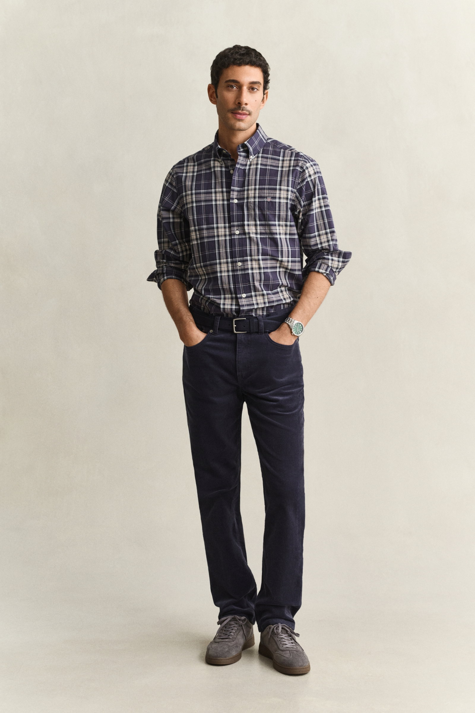 REG POPLIN CHECK SHIRT, MIST TAUPE #5