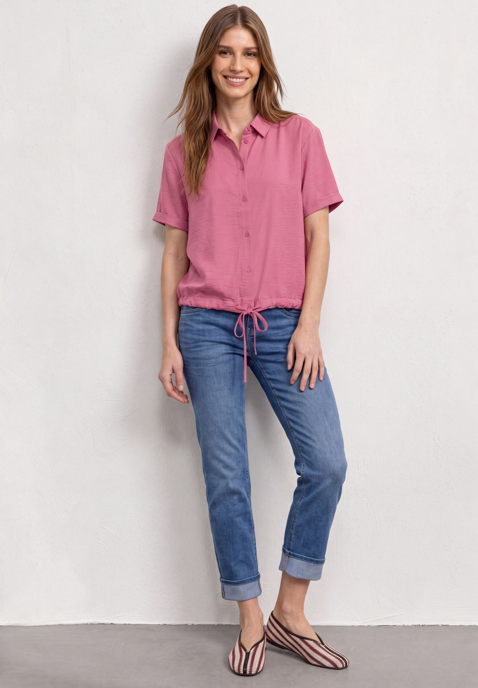 Buttoned shirtcollar blouse w, blush berry #5