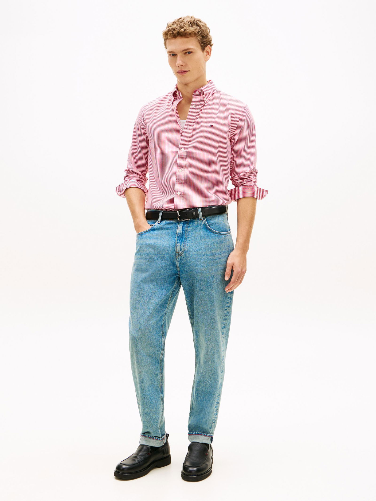 Tommy Hilfiger |  Tommy Hilfiger Hemd Modern Fit  | XL | breton fierce red/ecru