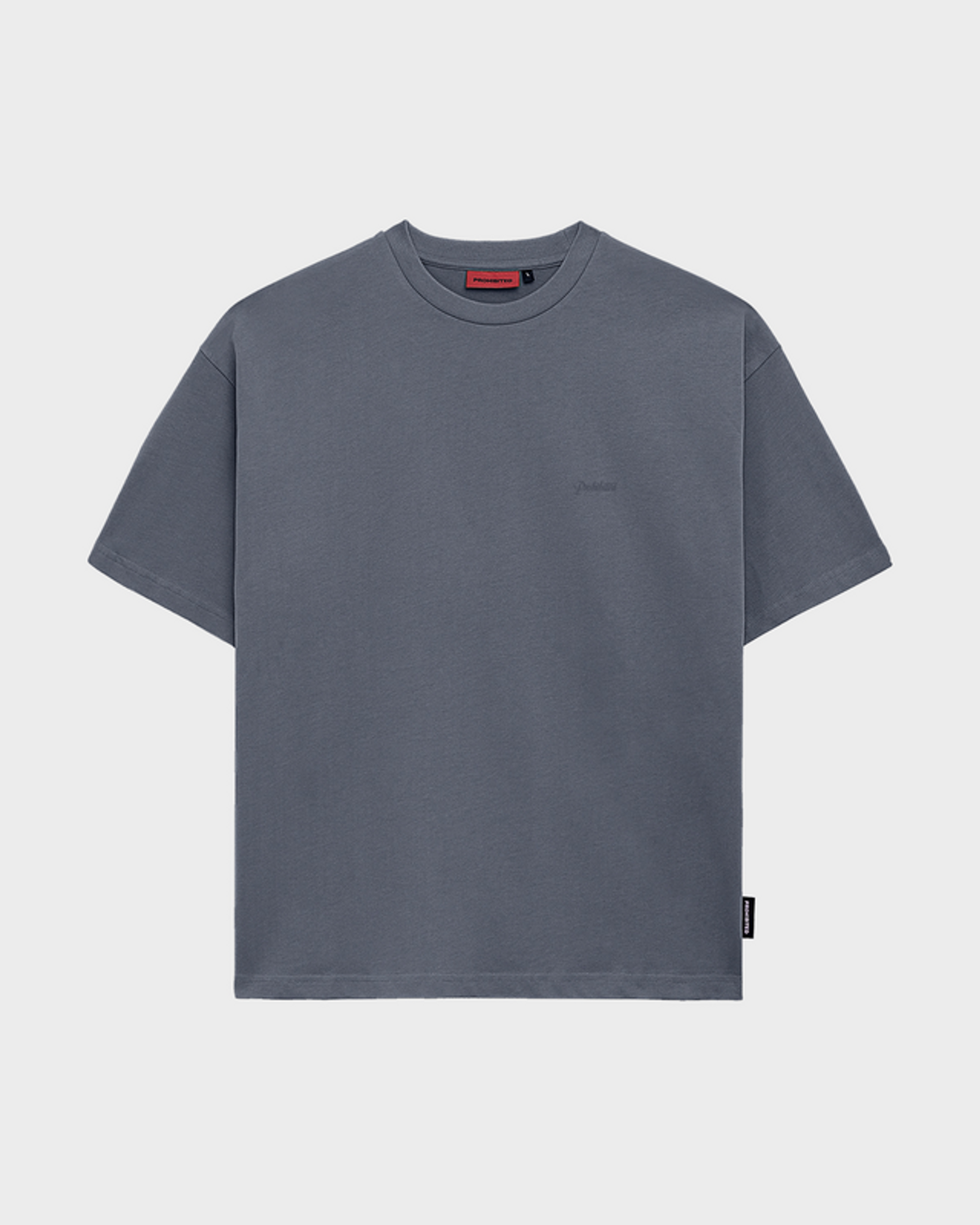 Prohibited |  Prohibited Tee Embroidery Unisex Oversized Shirt | XL | stahlgrau