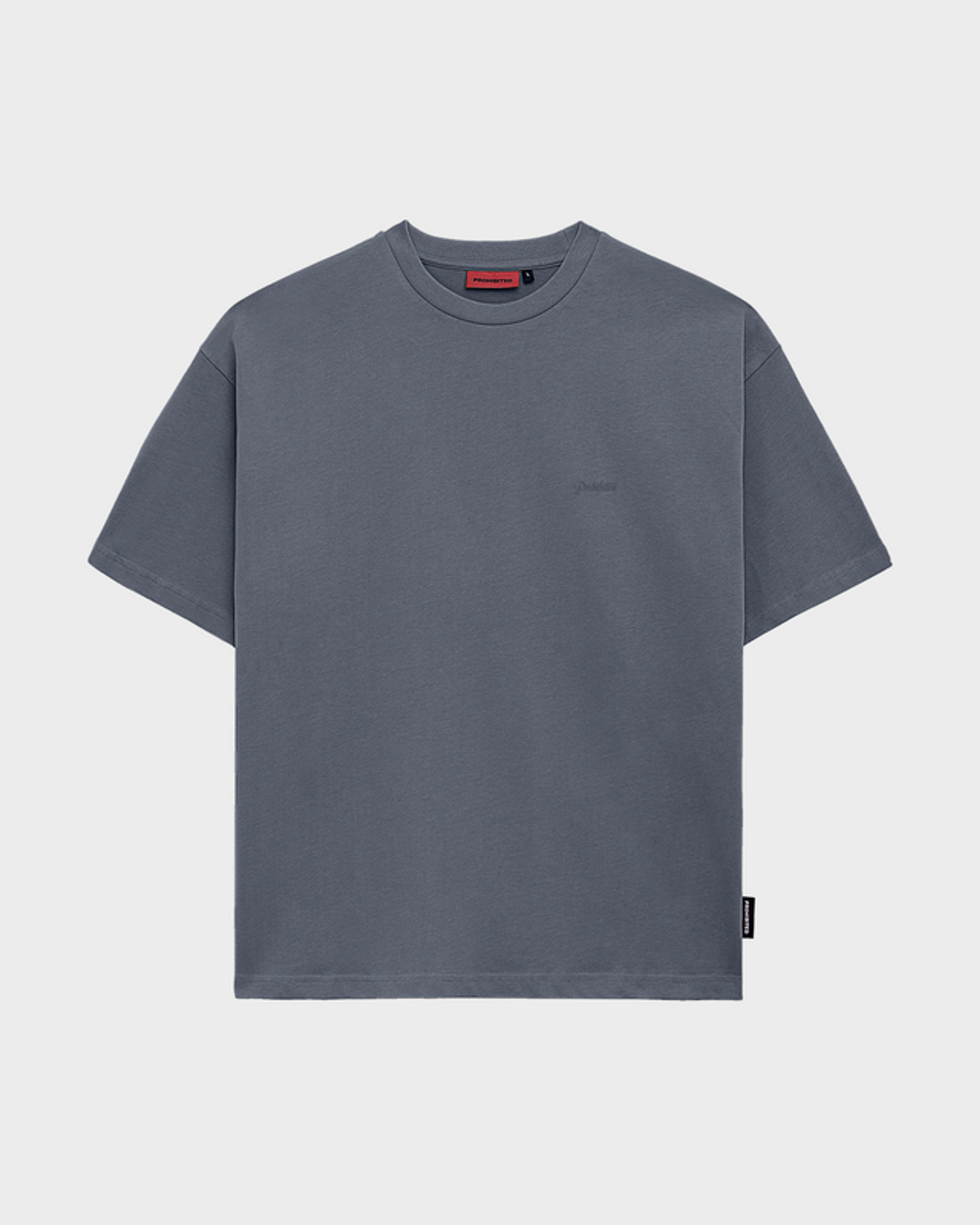 Prohibited |  Prohibited Tee Embroidery Unisex Oversized Shirt | XL | stahlgrau