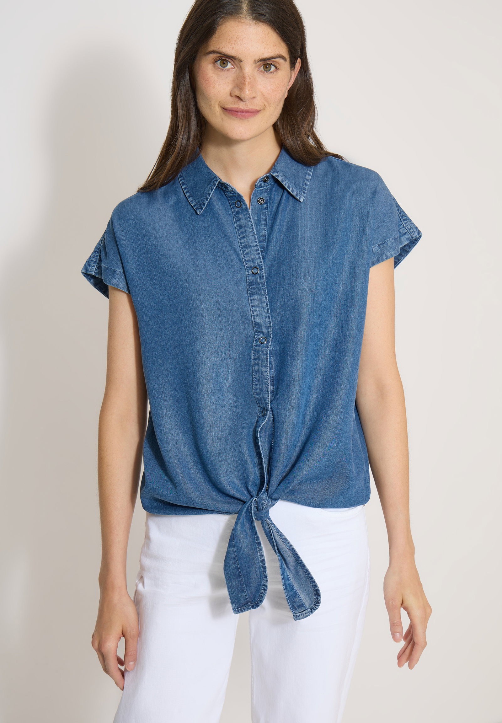 TOS Denim Look Blouse, mid blue wash #6