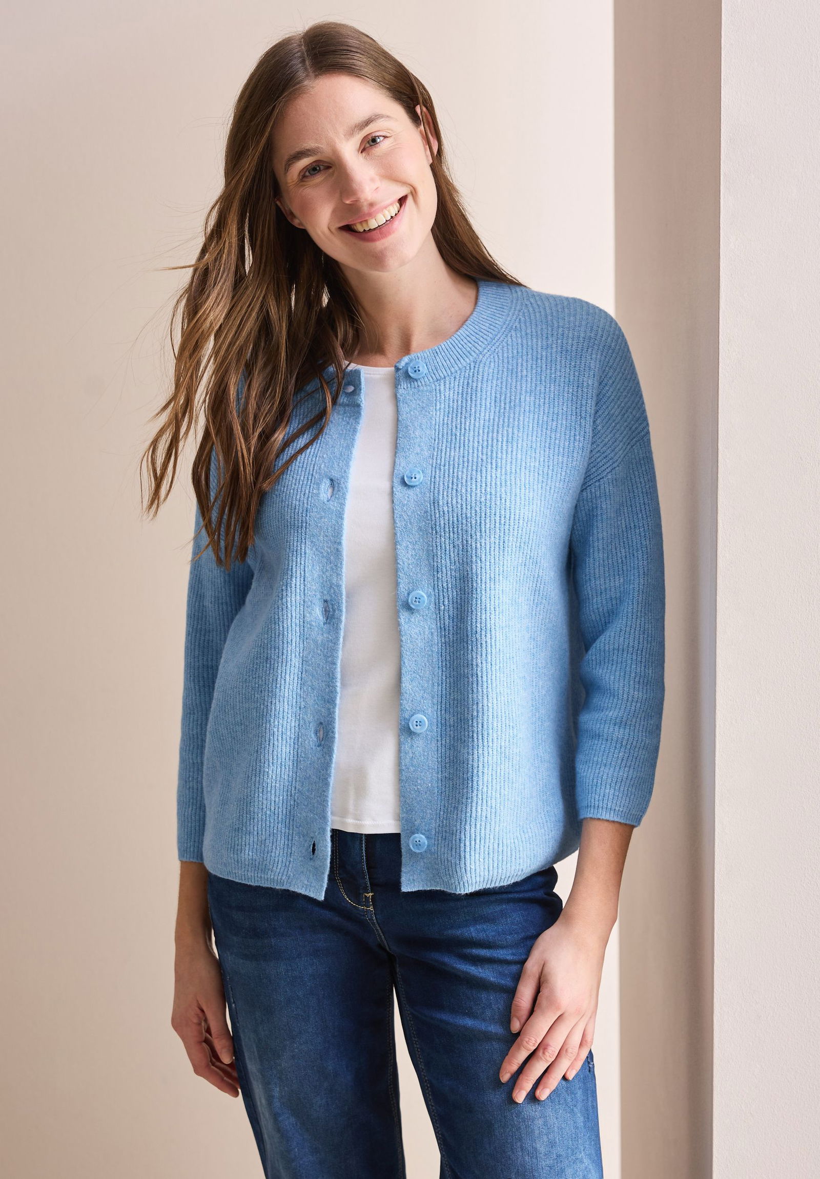CECIL |  CECIL Strickjacke | Cardigan  | M | light blue melange