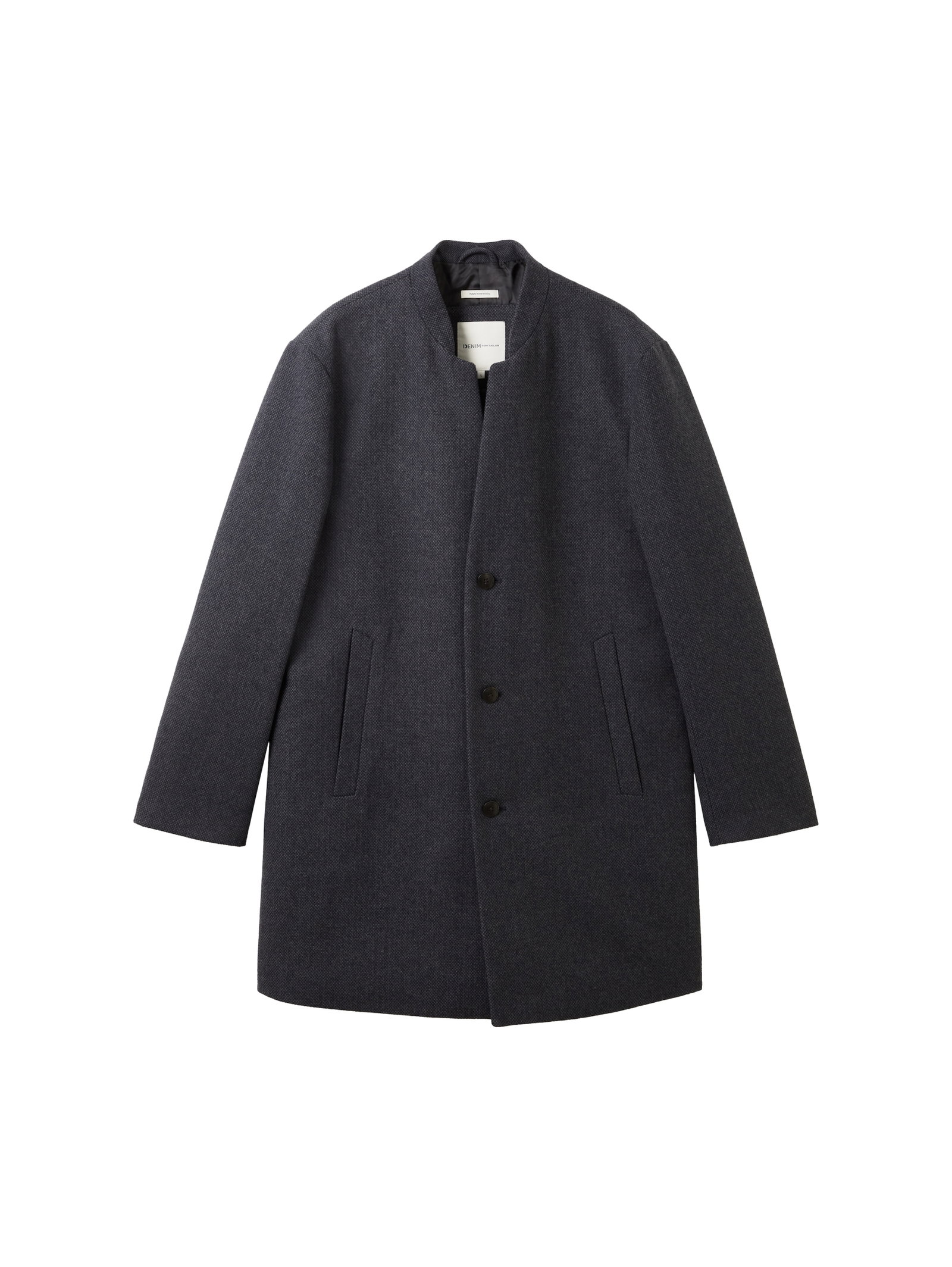 three button wool coat, blueish salt and pepper #1