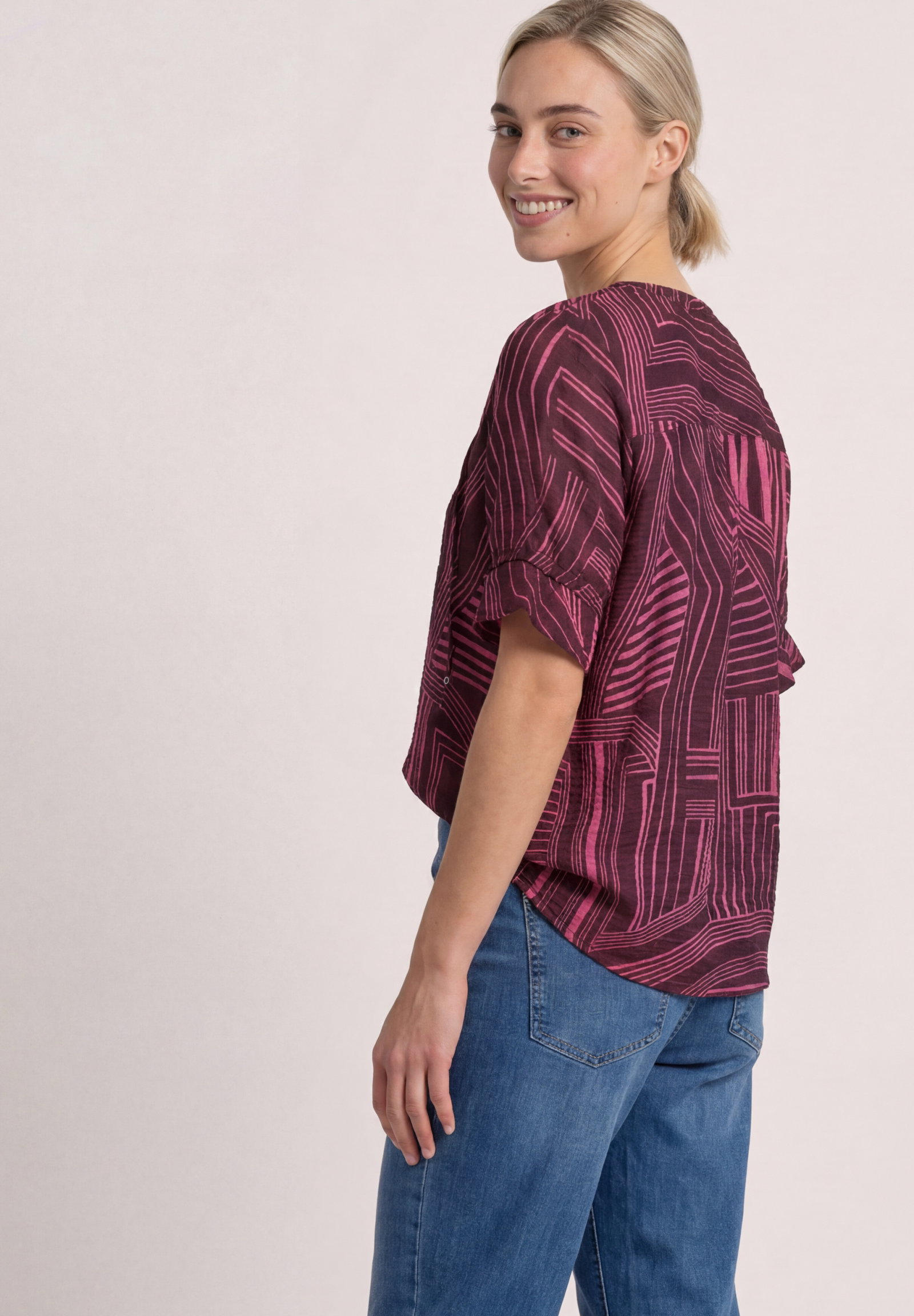 Tunic blouse w ruffle details, blush berry #4
