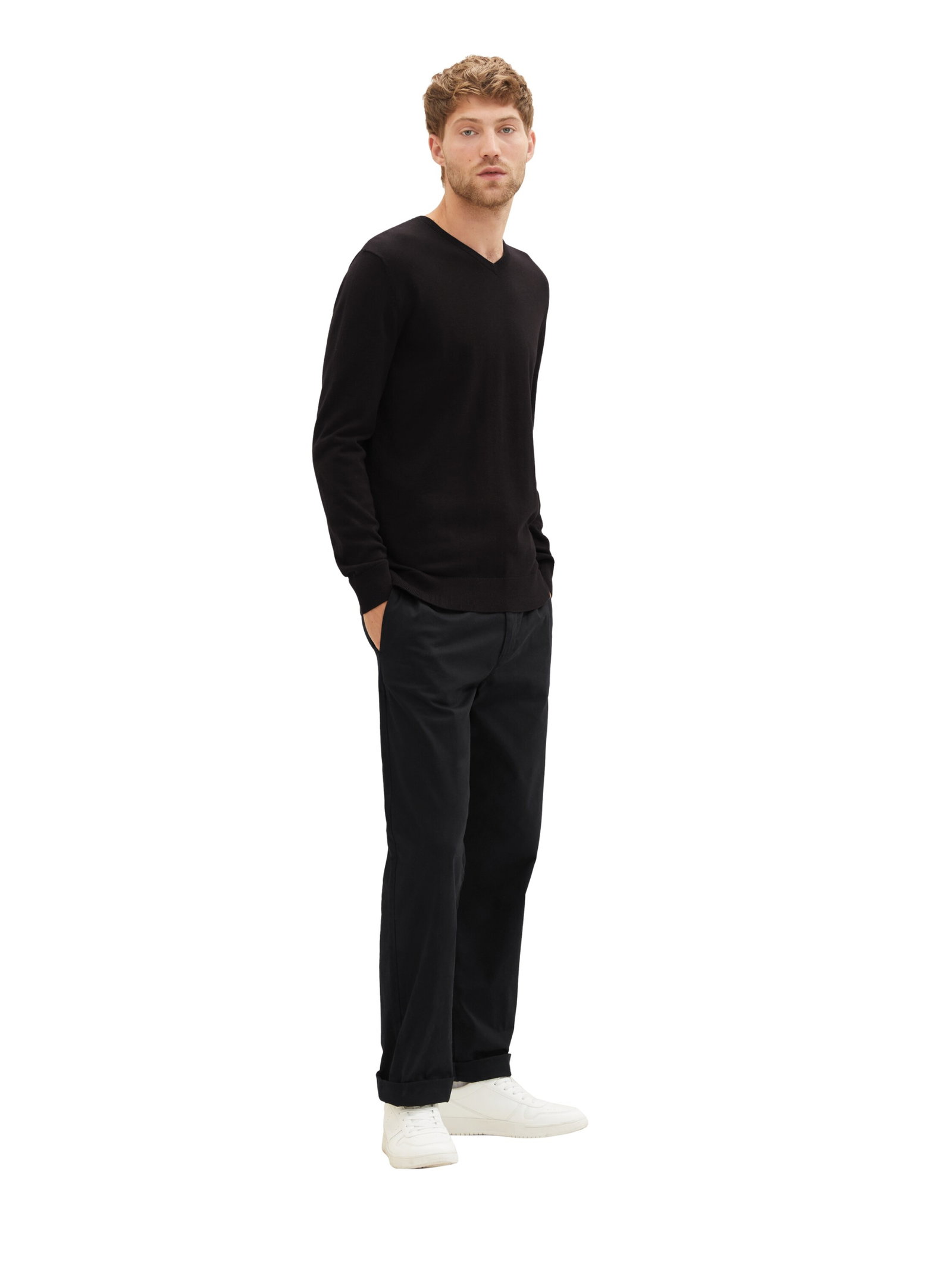 basic v neck sweater, Black #4