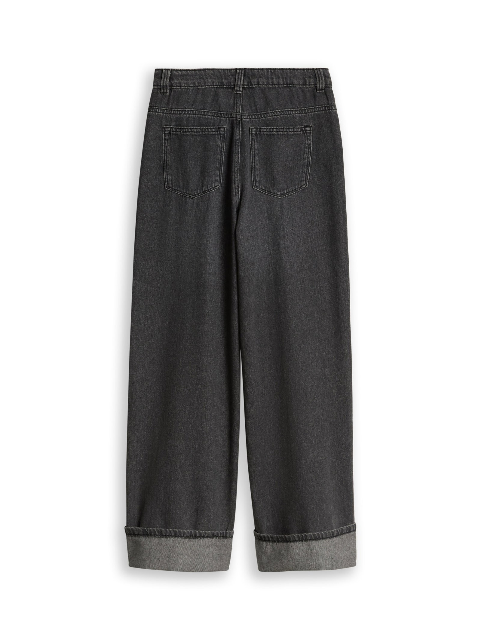 wide leg turn-up denim, used dark stone grey denim #2