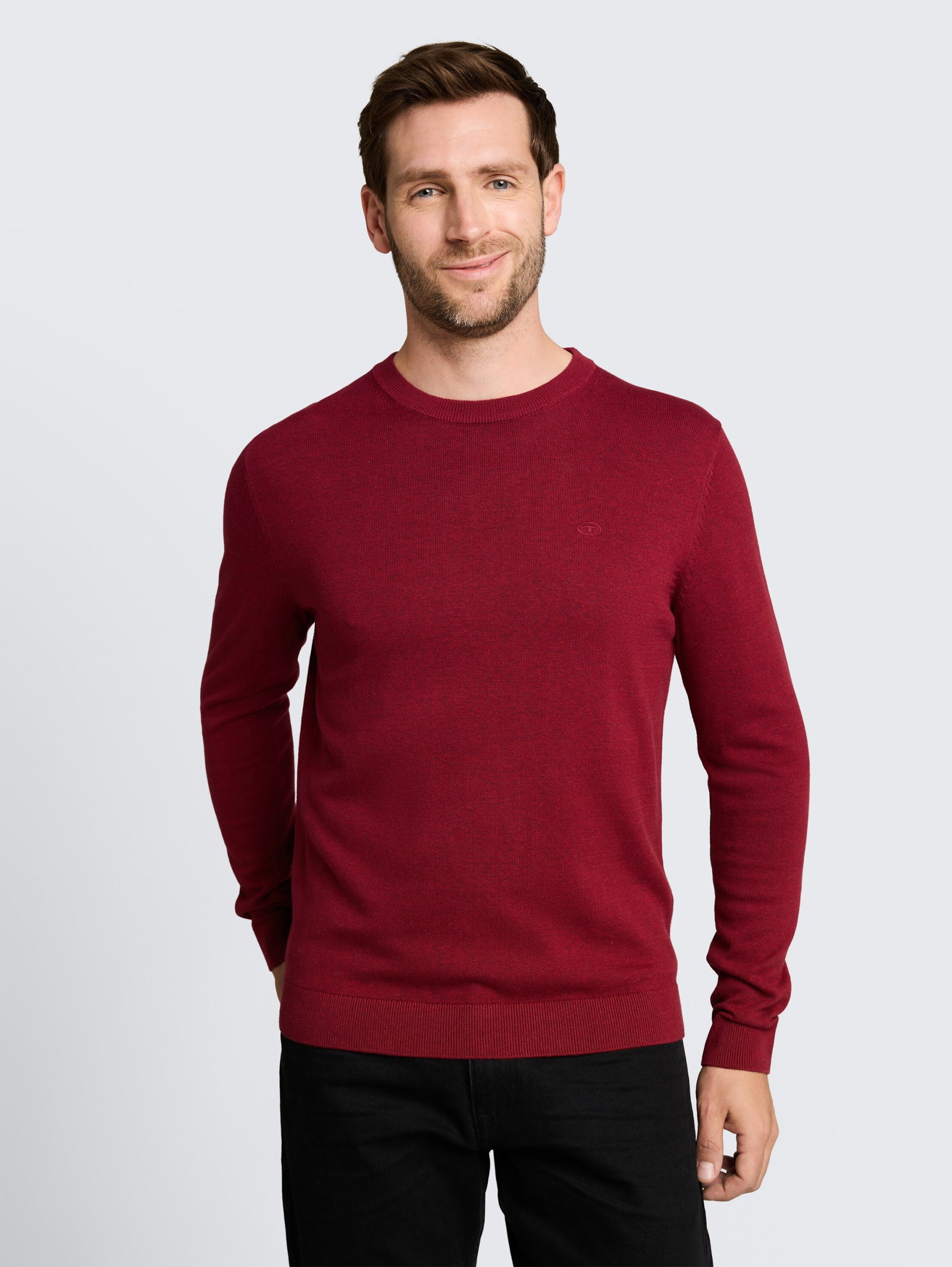 basic crewneck knit, carlet red melange #8