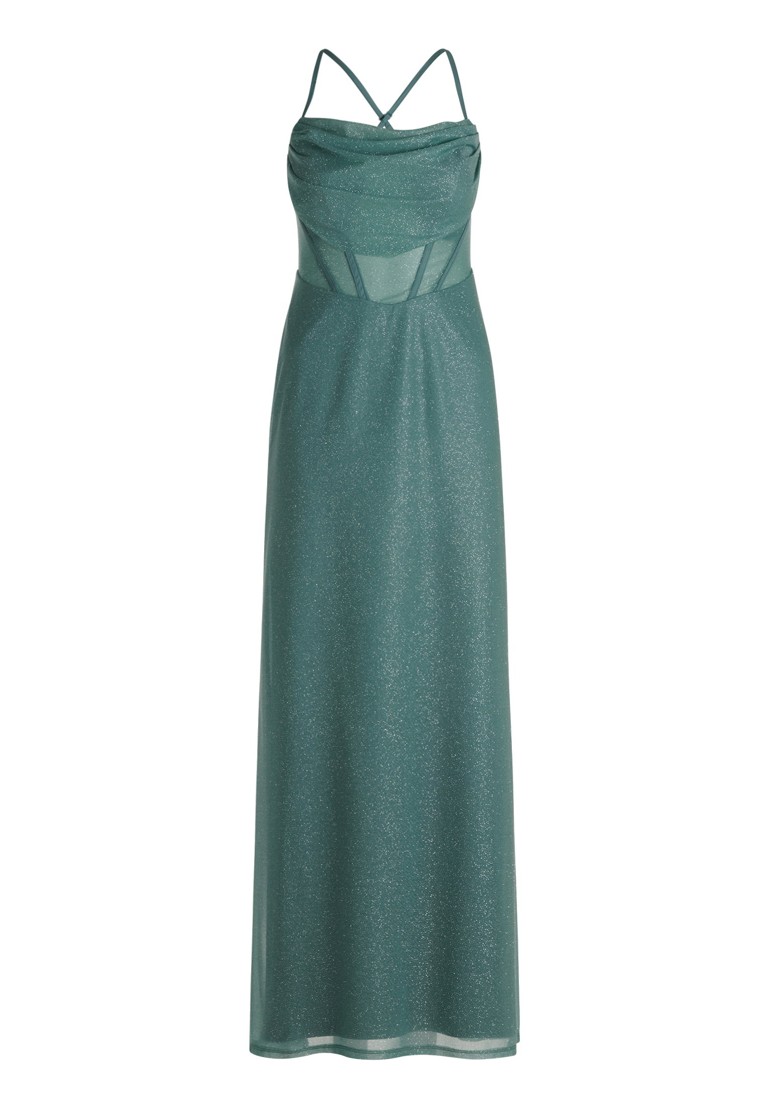 Kleid Lang ohne Arm, Petrol/Grey #1