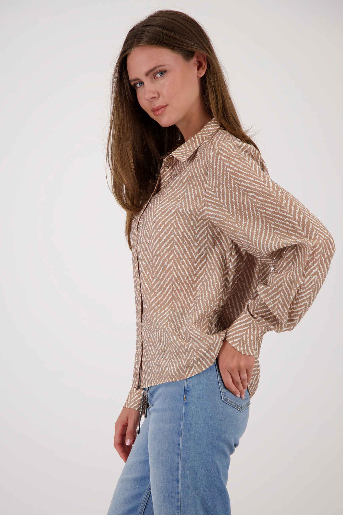 Bluse, brown sugar gemustert #3