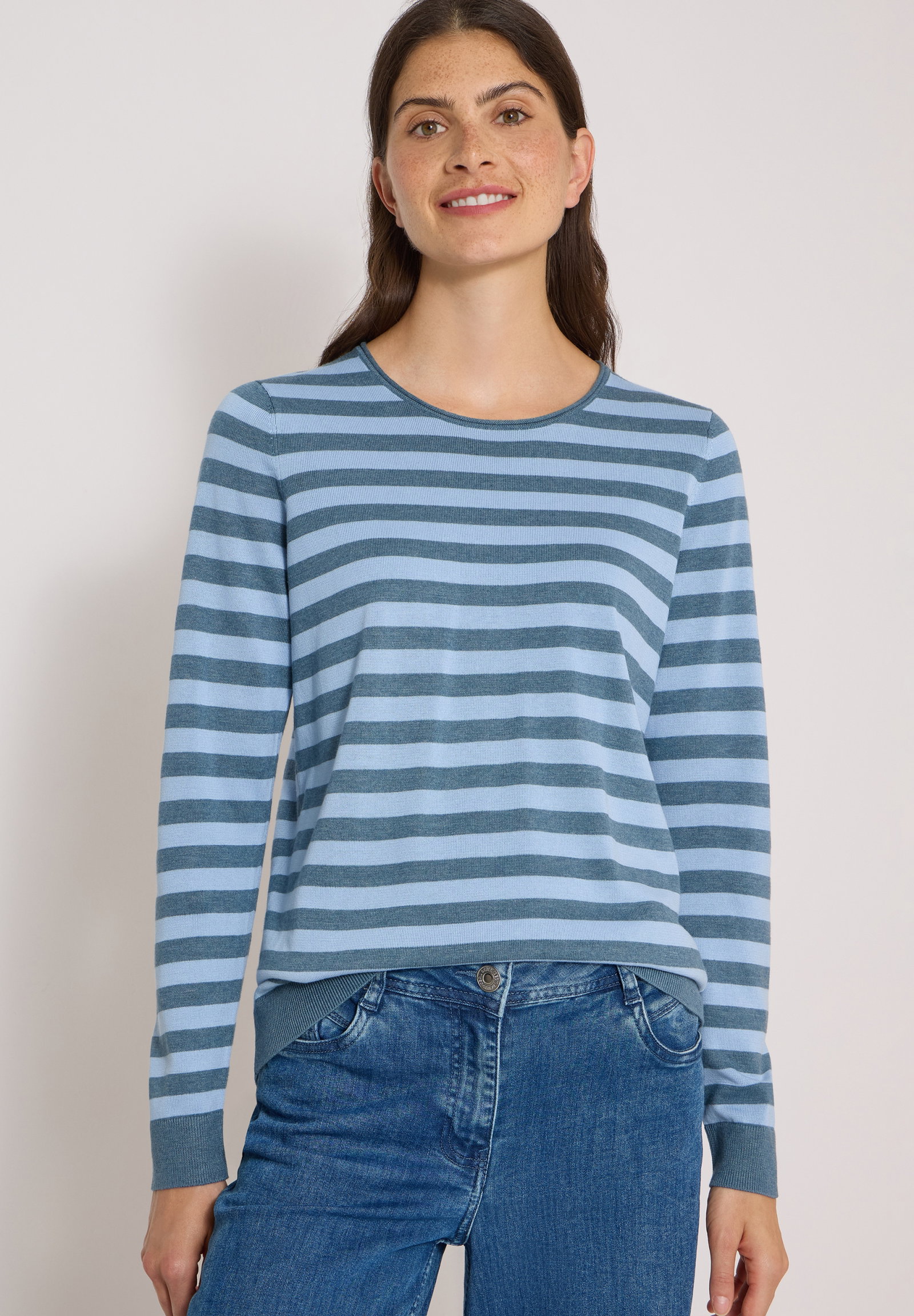 TOS_Striped Roundneck, easy blue #7