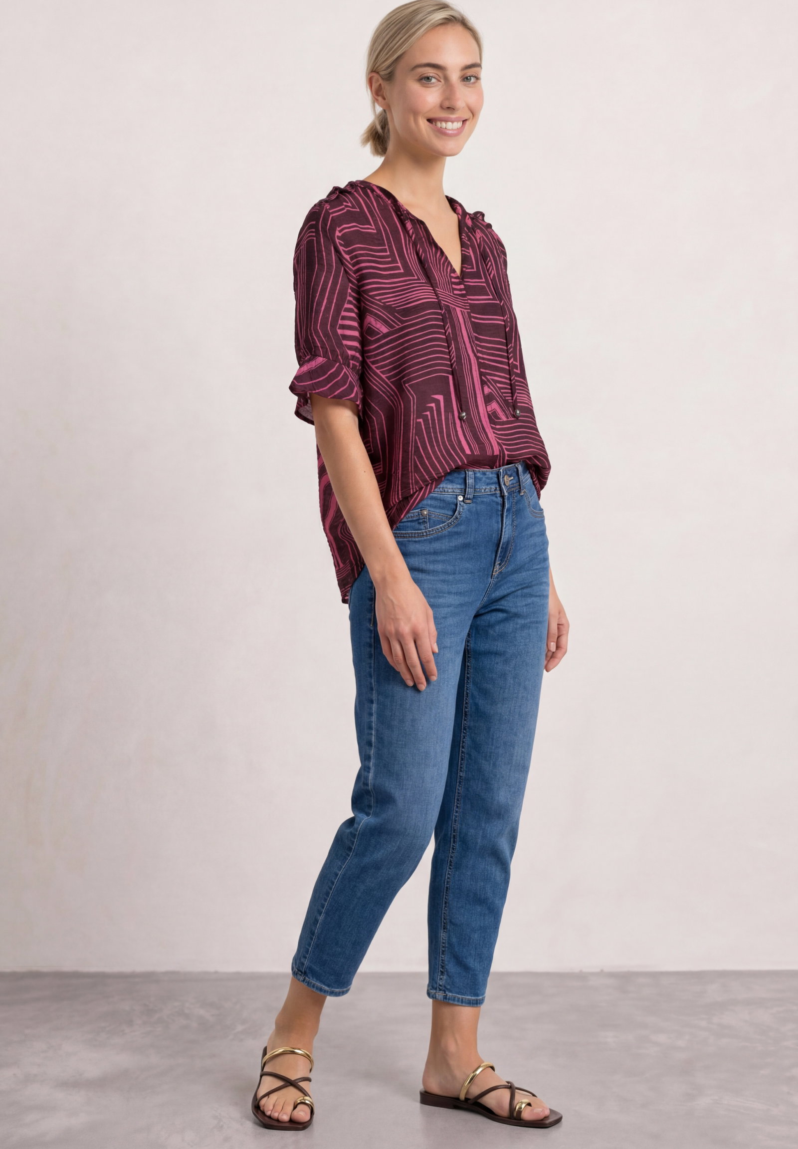 Tunic blouse w ruffle details, blush berry #5