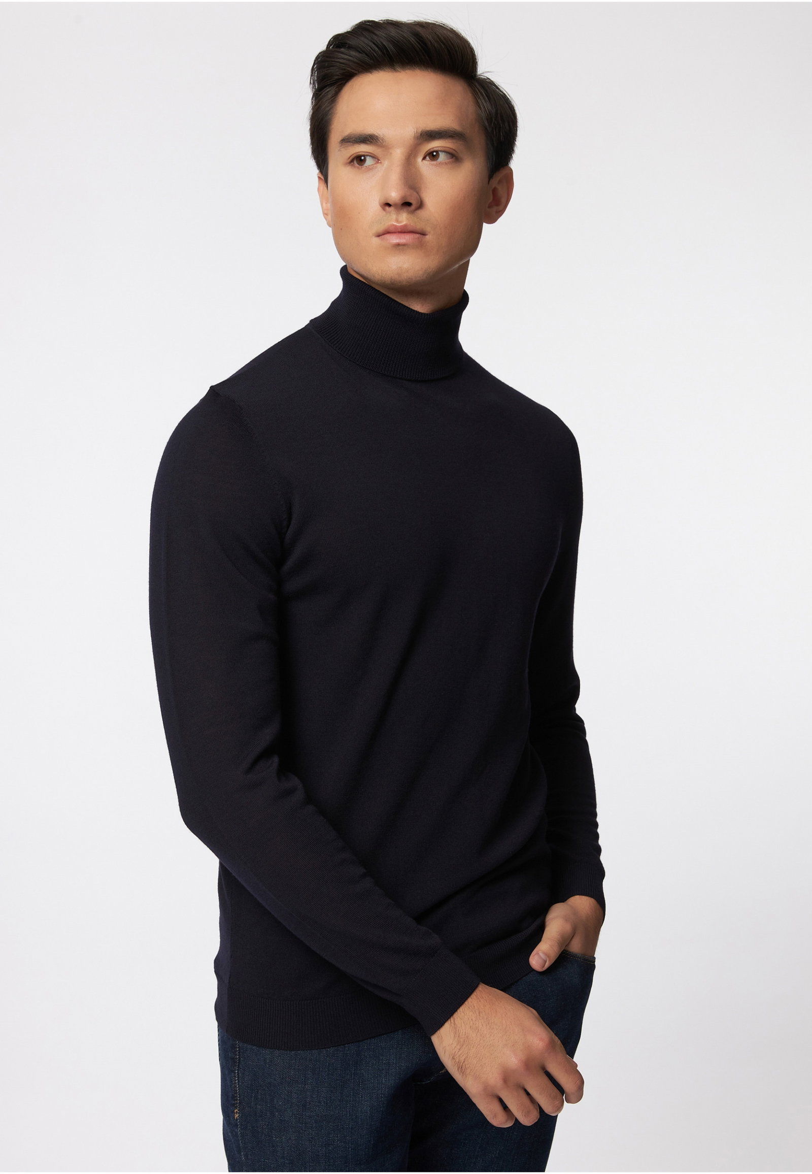 HERREN-PULLOVER 1/1 ARM, DARK BLUE #4