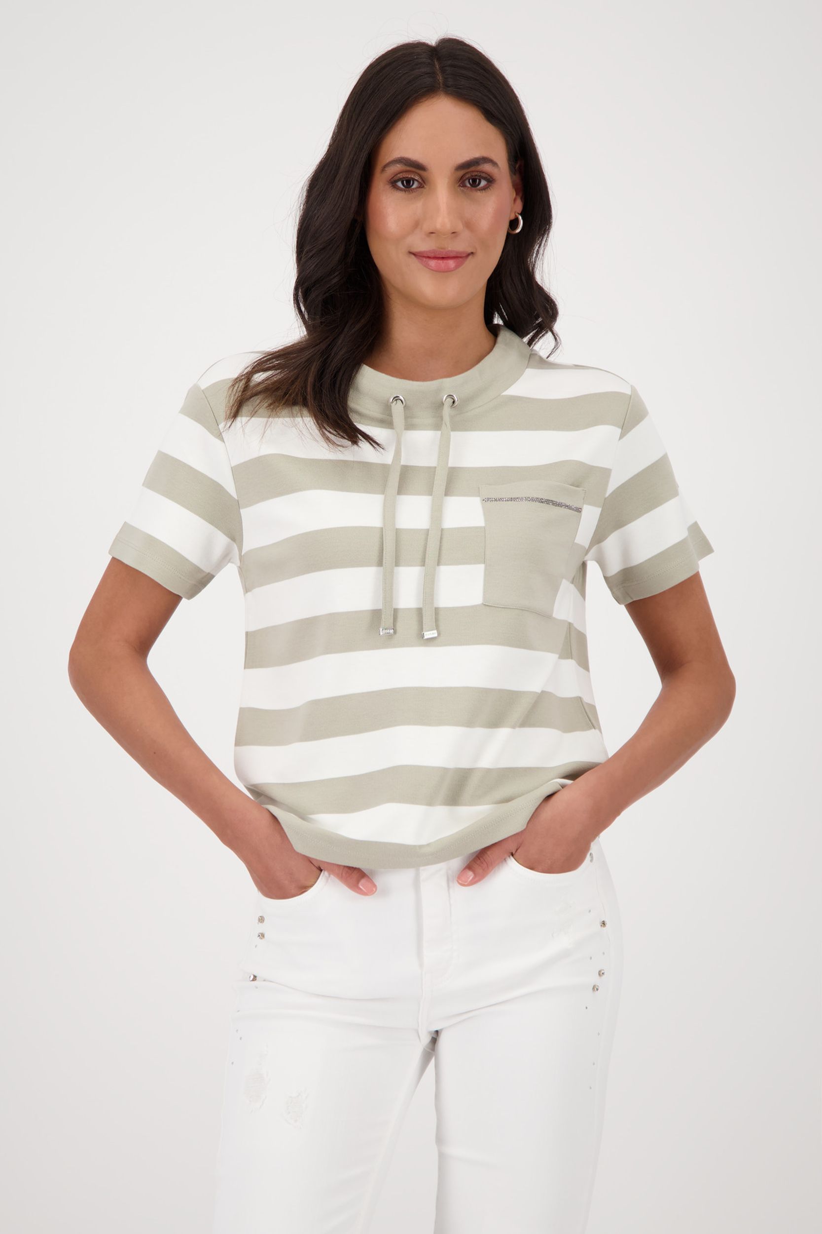Monari |  T-Shirt, bamboo ringel | 40