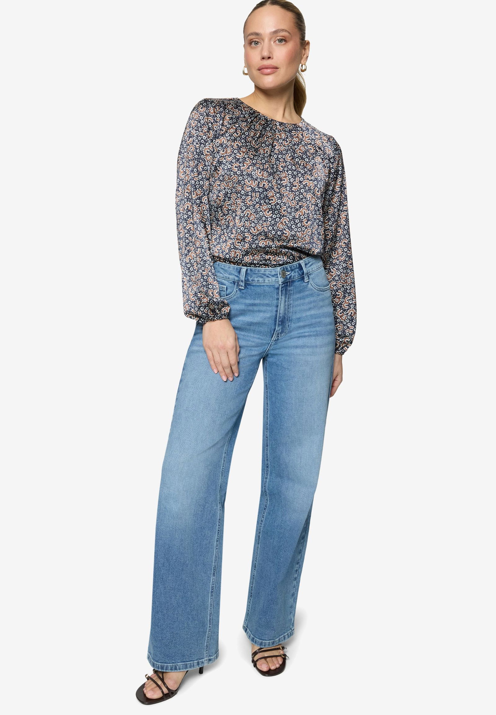 Zero |  Zero Druckbluse  | 34 | dark bluecream