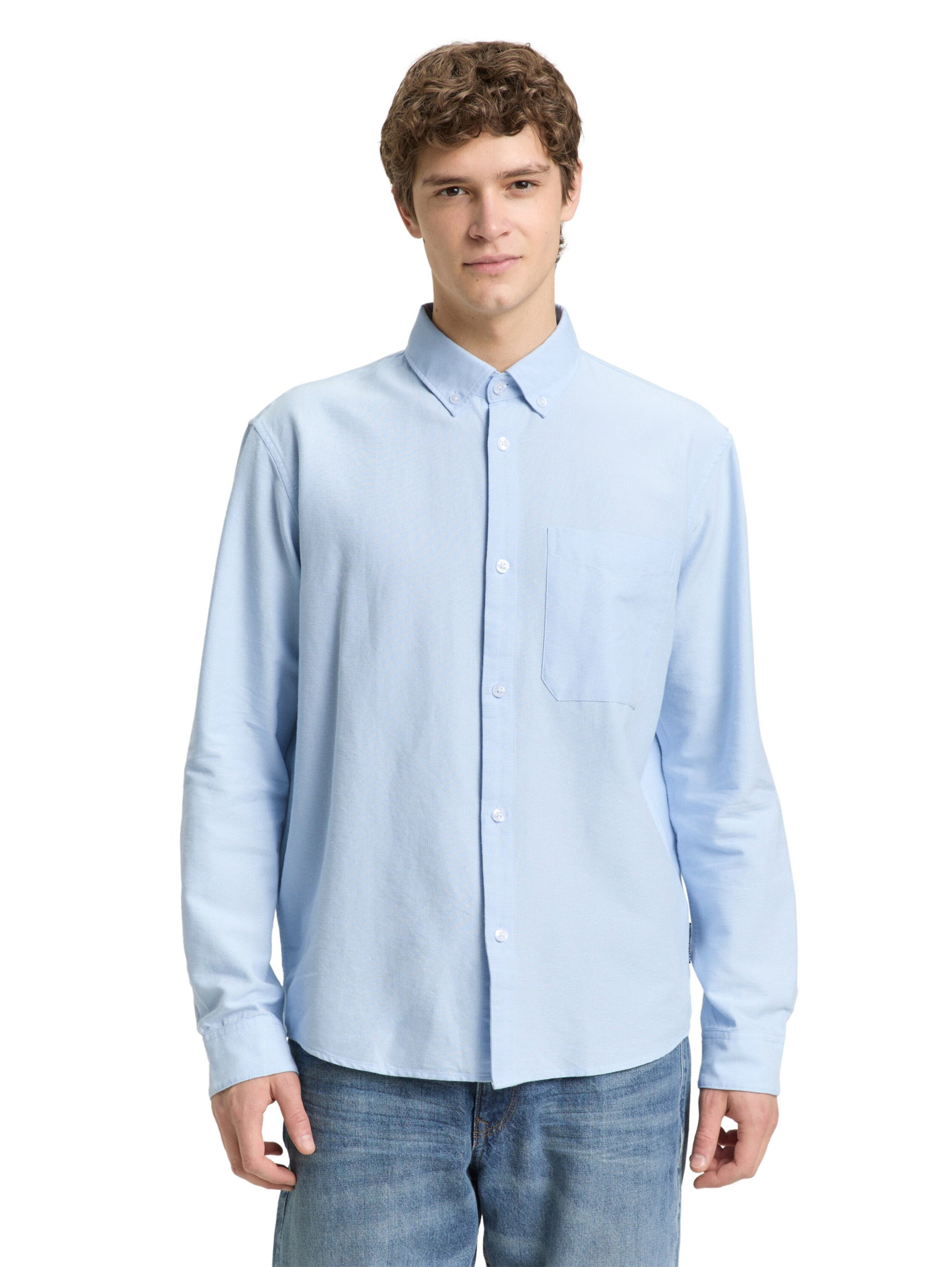 relaxed striped shirt, light blue small stripe #12