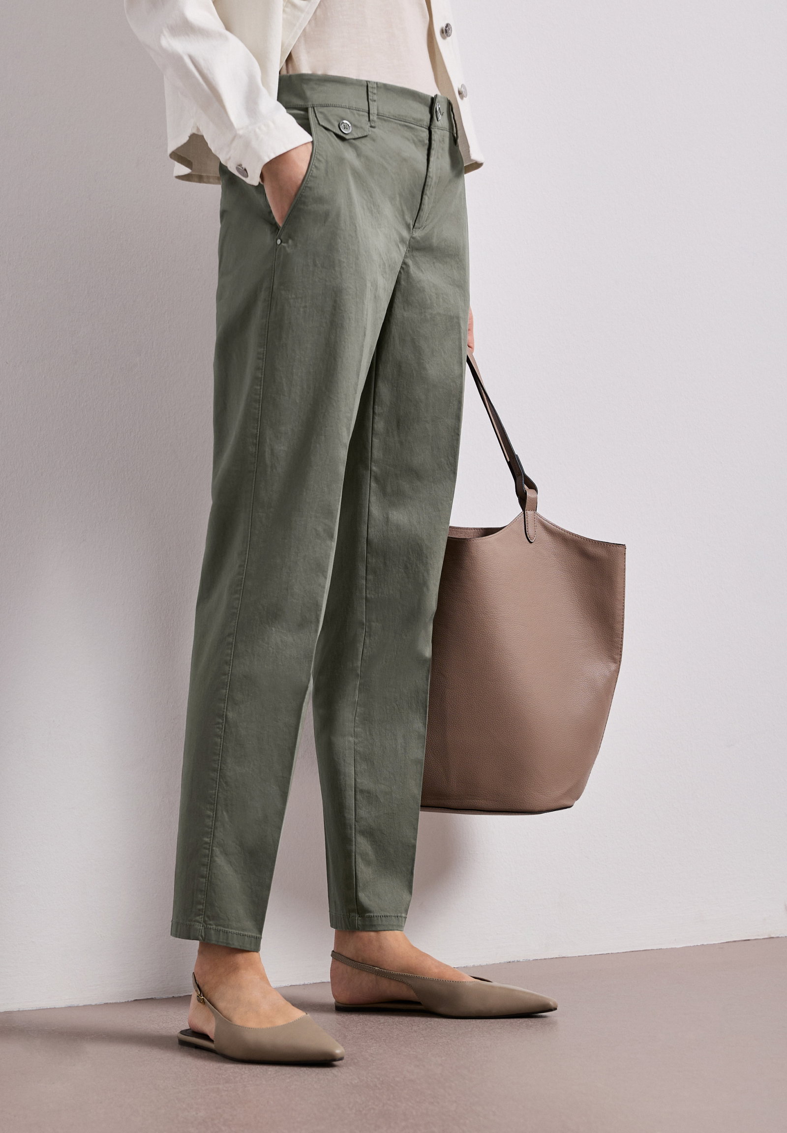 QR Chino peach Twill Co/Ea, dusky green #3