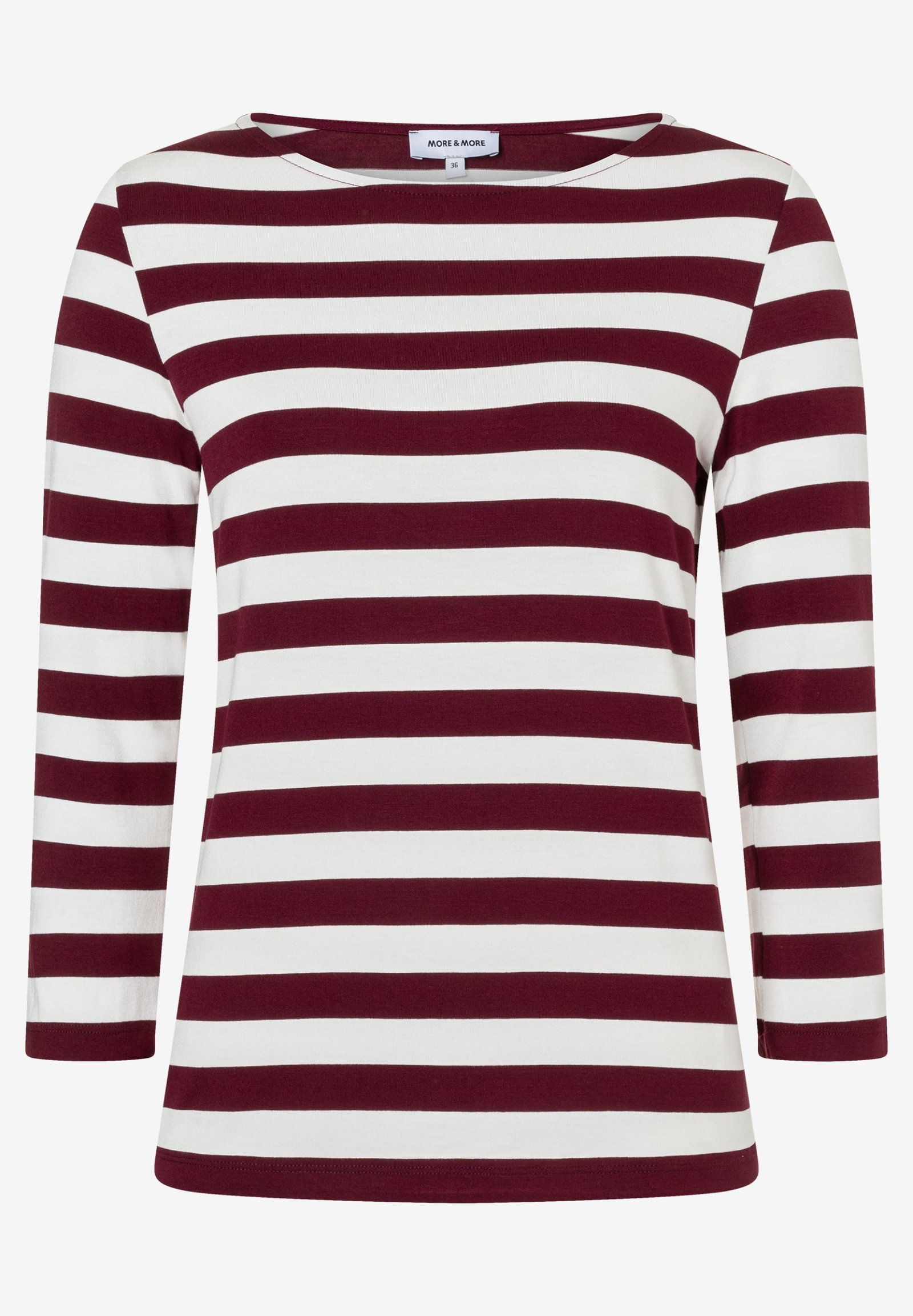Striped Shirt, 3/4 Sleeve, pomegranate red offwhite jersey str #1