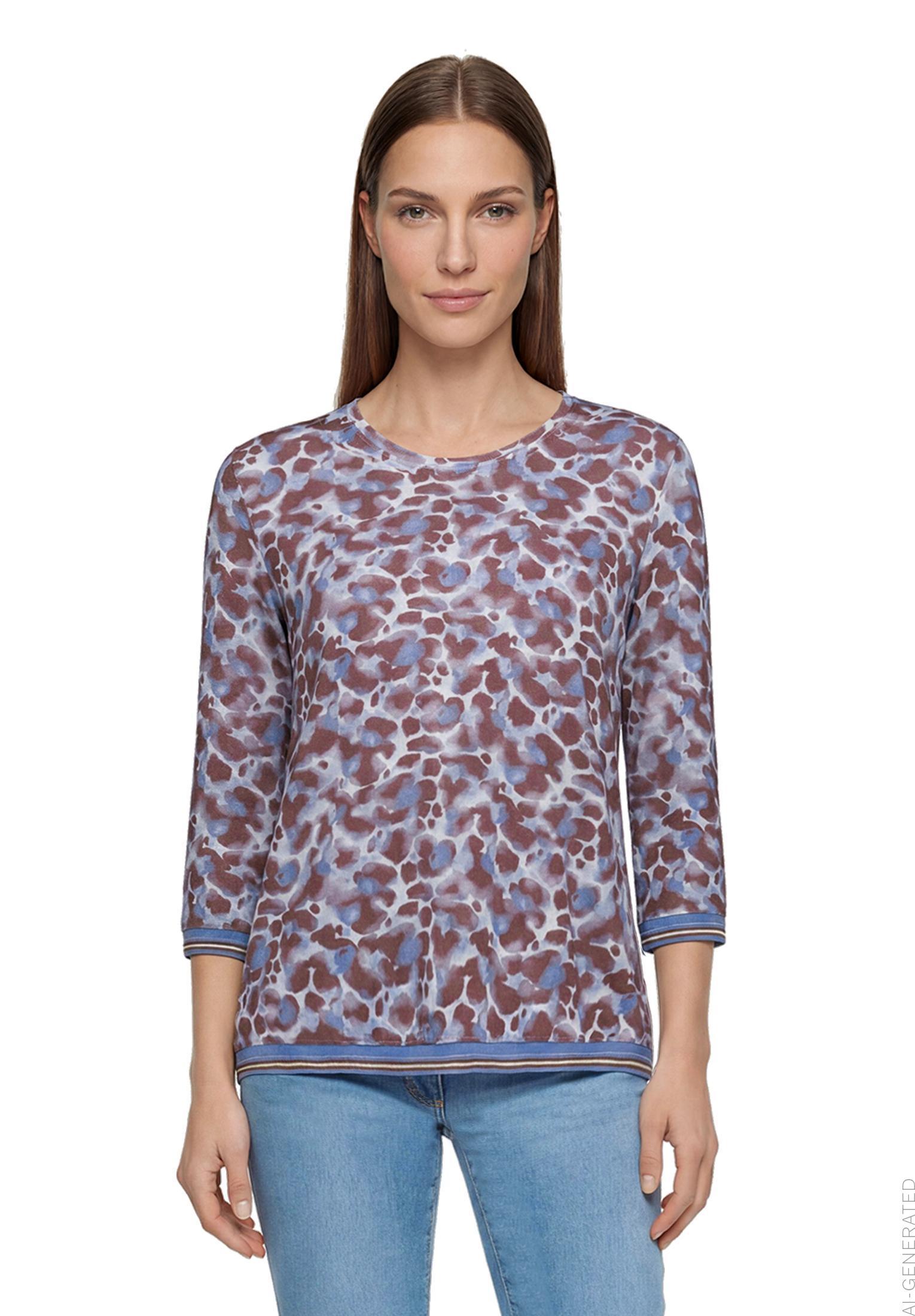 Shirt Kurz 3/4 Arm, Blue/Brown #3