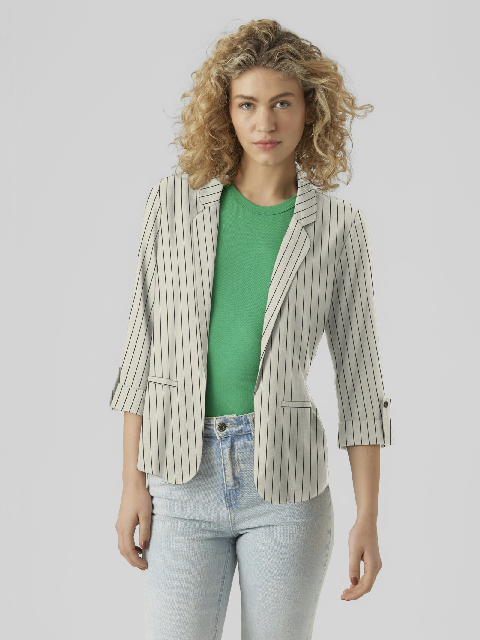 VMJESMILO 3/4 LOOSE BLAZER WVN NOOS, Silver Lining/Anja Obsidian #4
