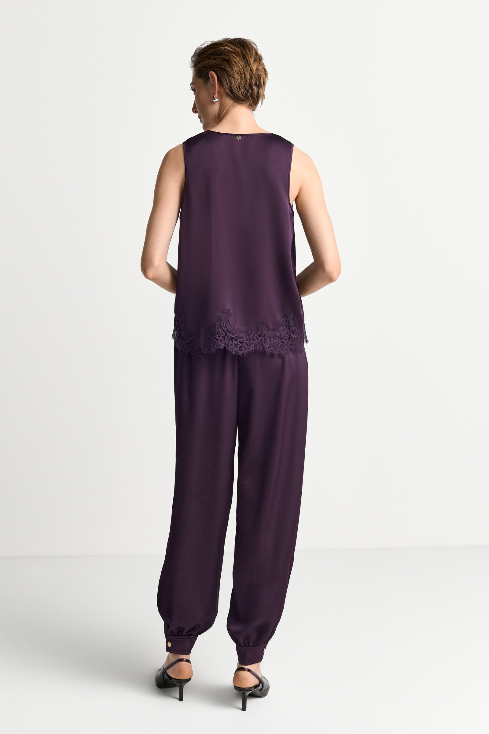 Satin Top with Lace, mulberry #4