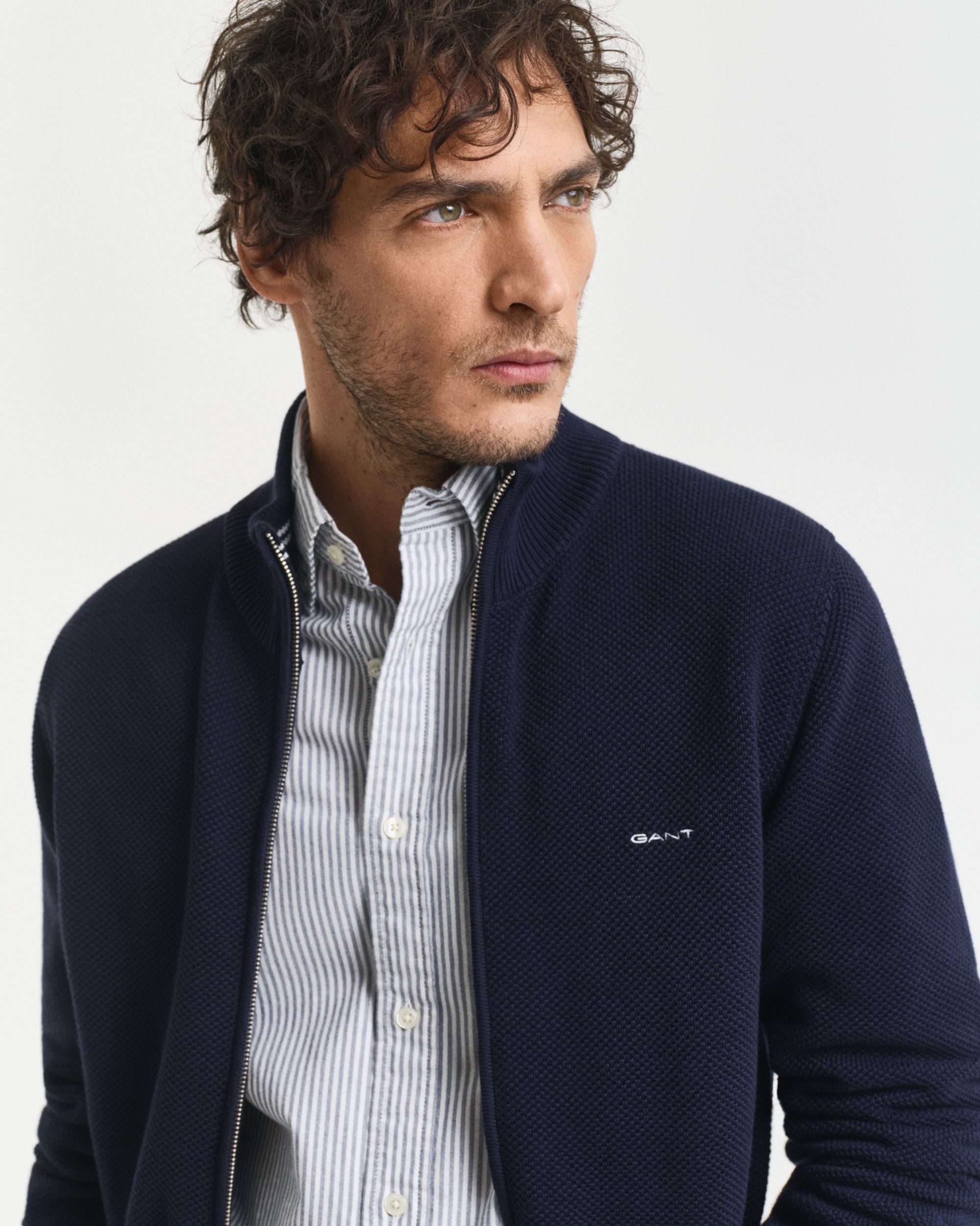 Gant |  Gant Strickjacke aus Baumwoll-Piqué | L | evening blue