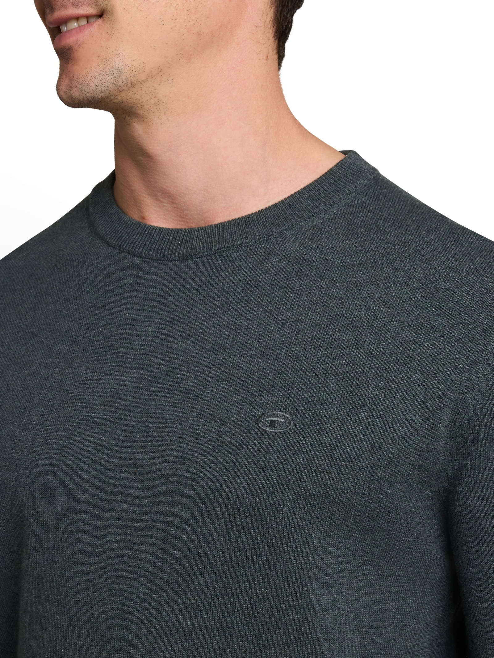 basic crewneck knit, darkest olive melange #5