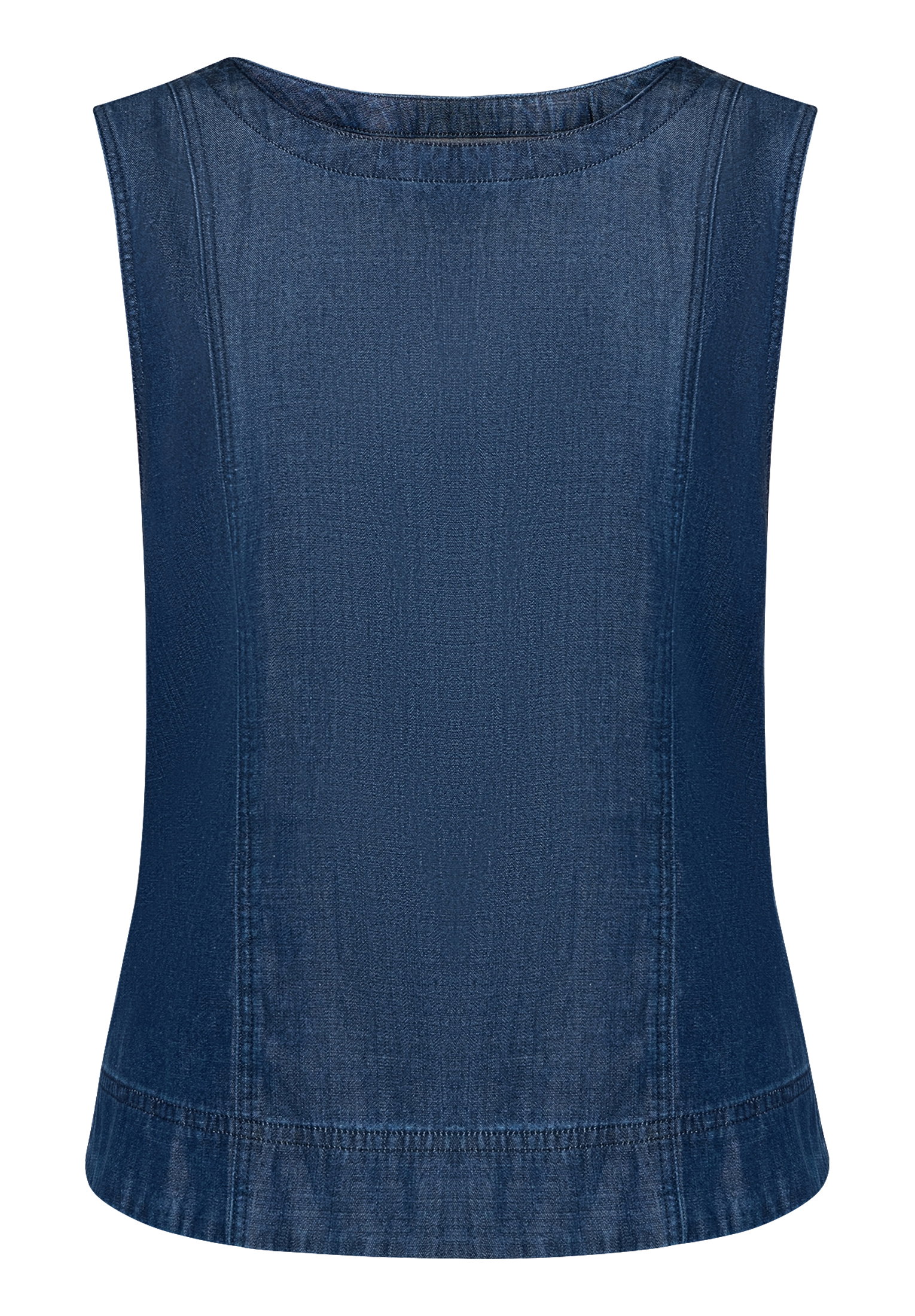 Bluse Kurz ohne Arm, Dark Blue Denim #1