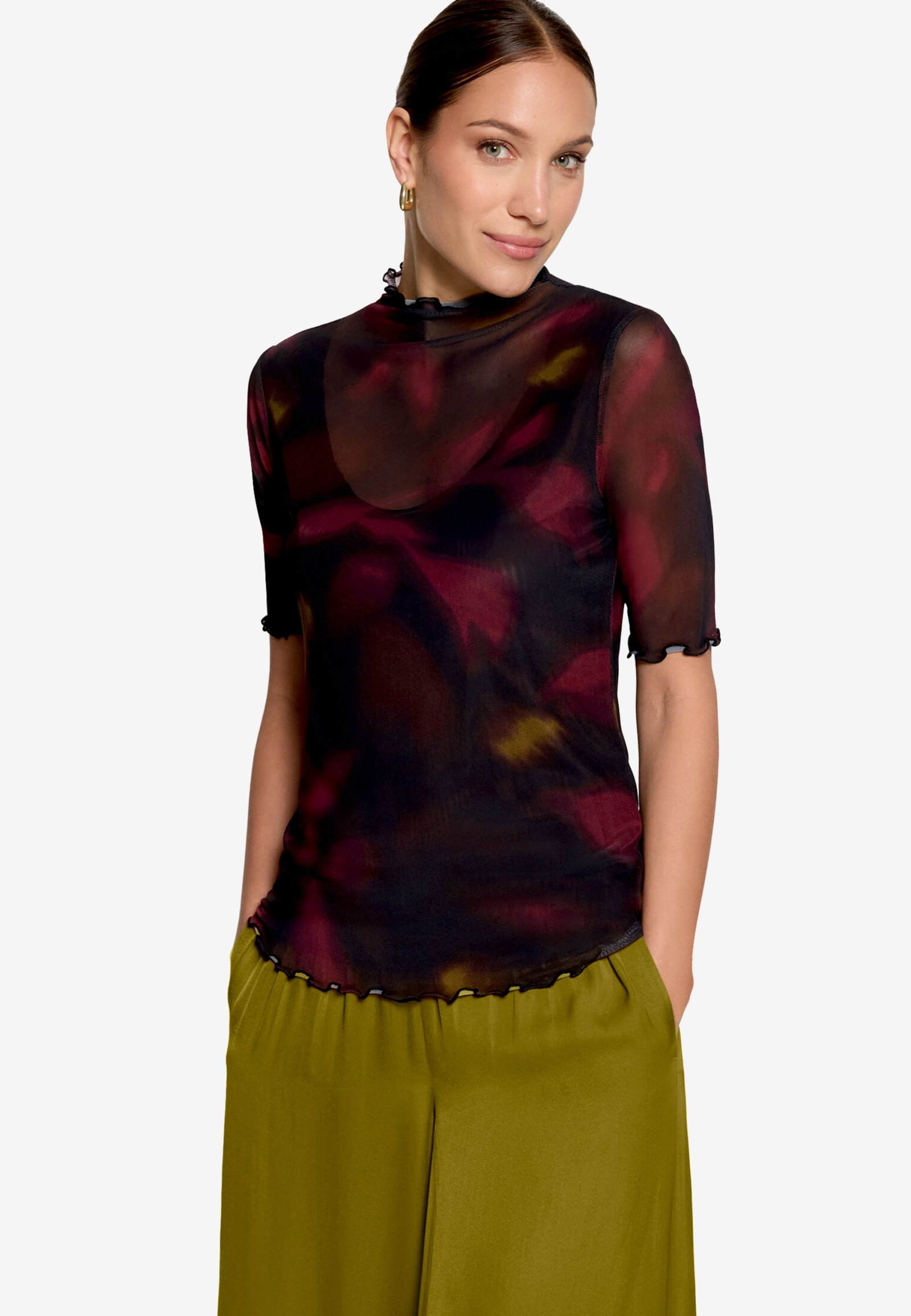 Shirt Kurz 1/2 Arm, Black/Dark Red #2