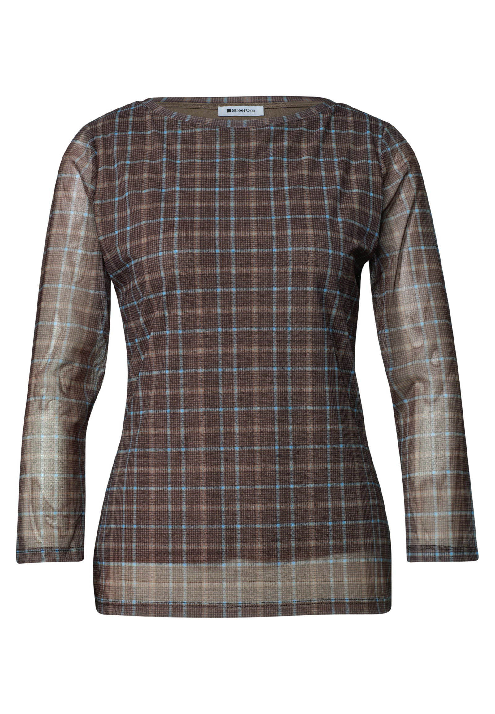 LTD QR printed mesh shirt w.3/, silk brown #1