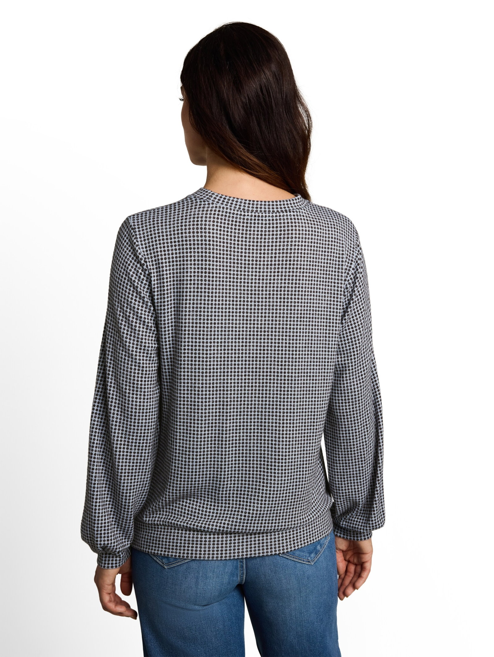 T-shirt cozy alloverprint, brown dot on blue melange #4
