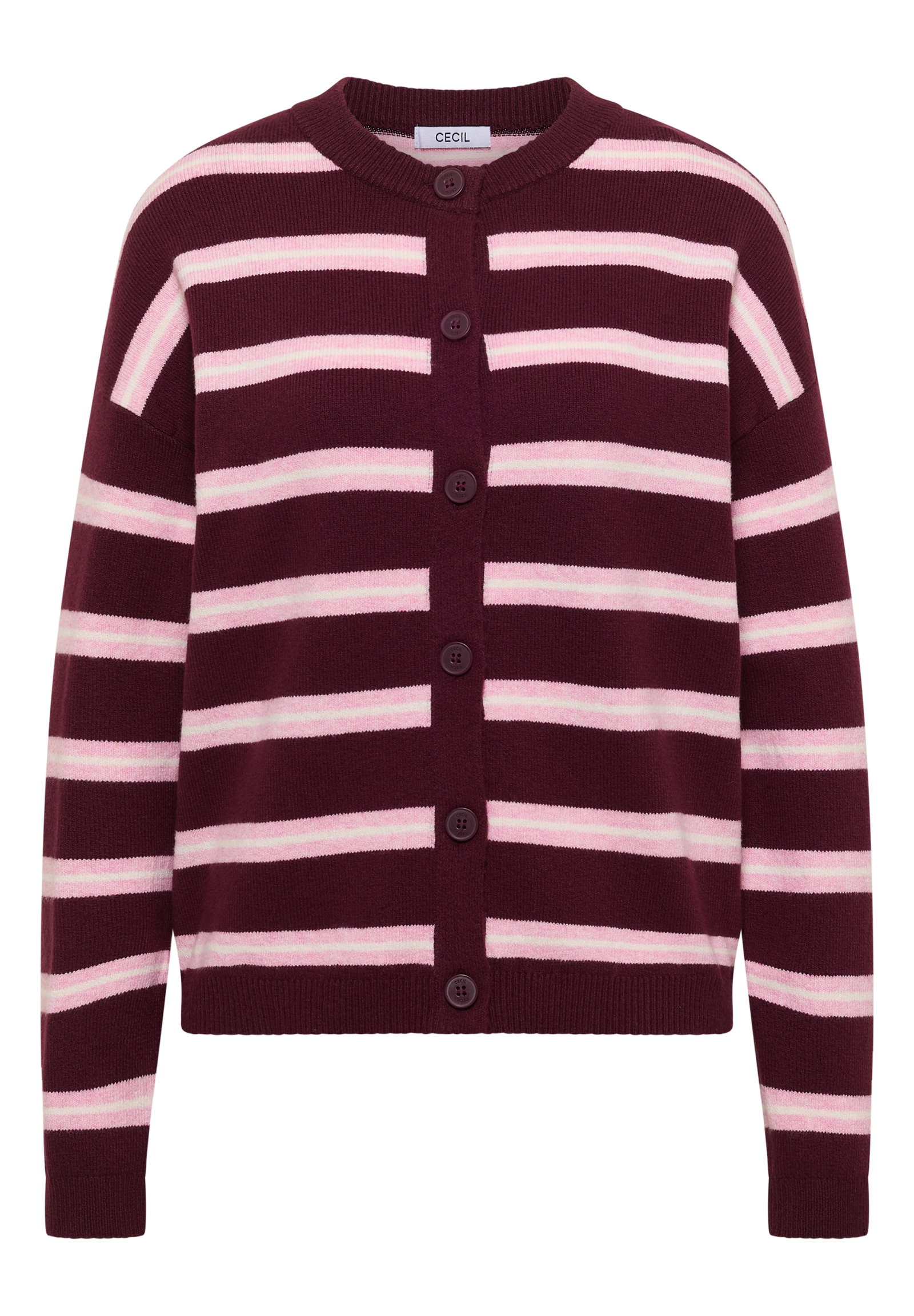 Striped cosy round neck, red wine #1