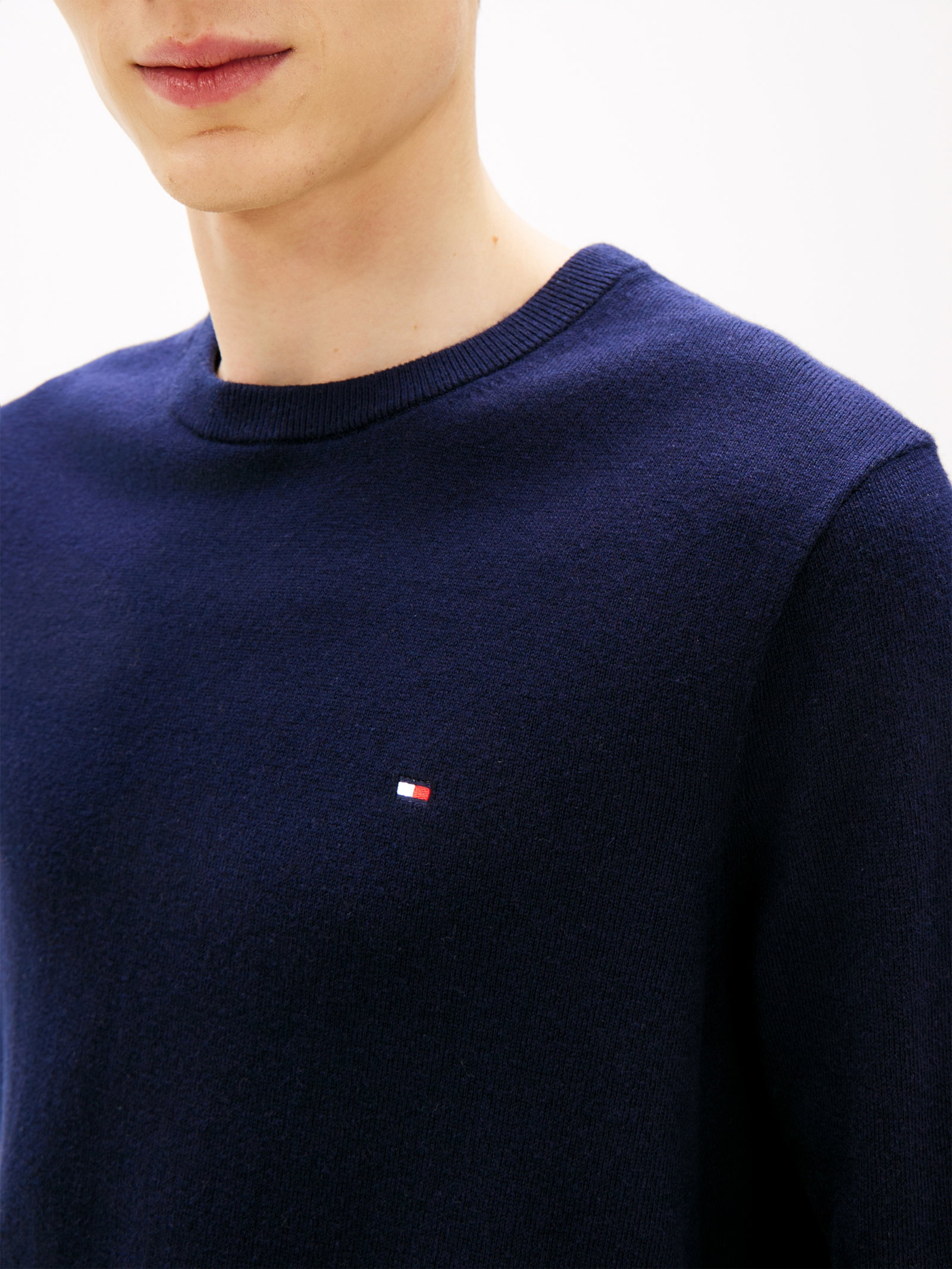 PIMA ORG CTN CASHMERE CREW NECK, BLUE #1