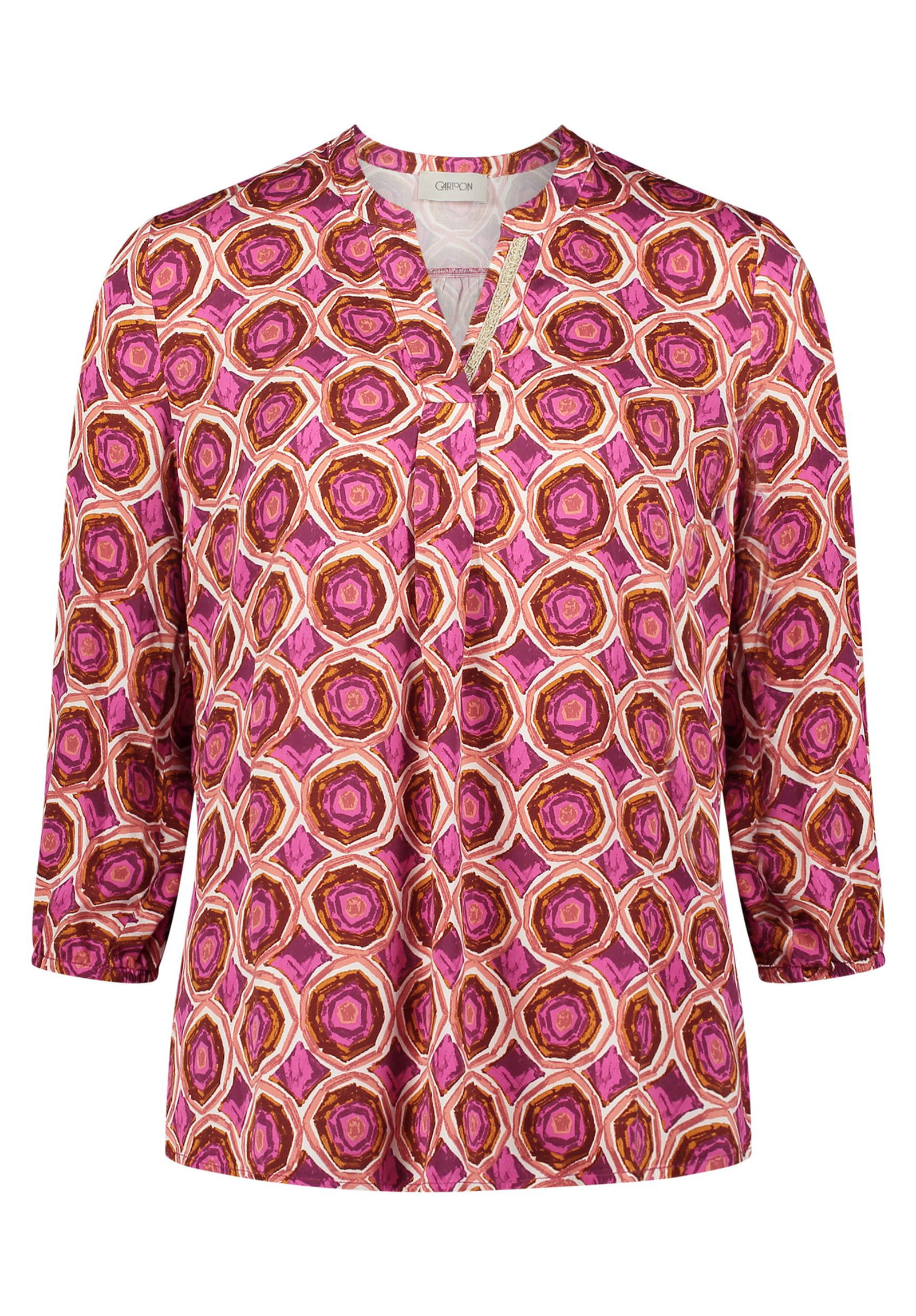 cceffb5da4e1487fa42b6dc89ae6bd7a Cartoon | Cartoon Druckbluse | 38 | weiß/violett