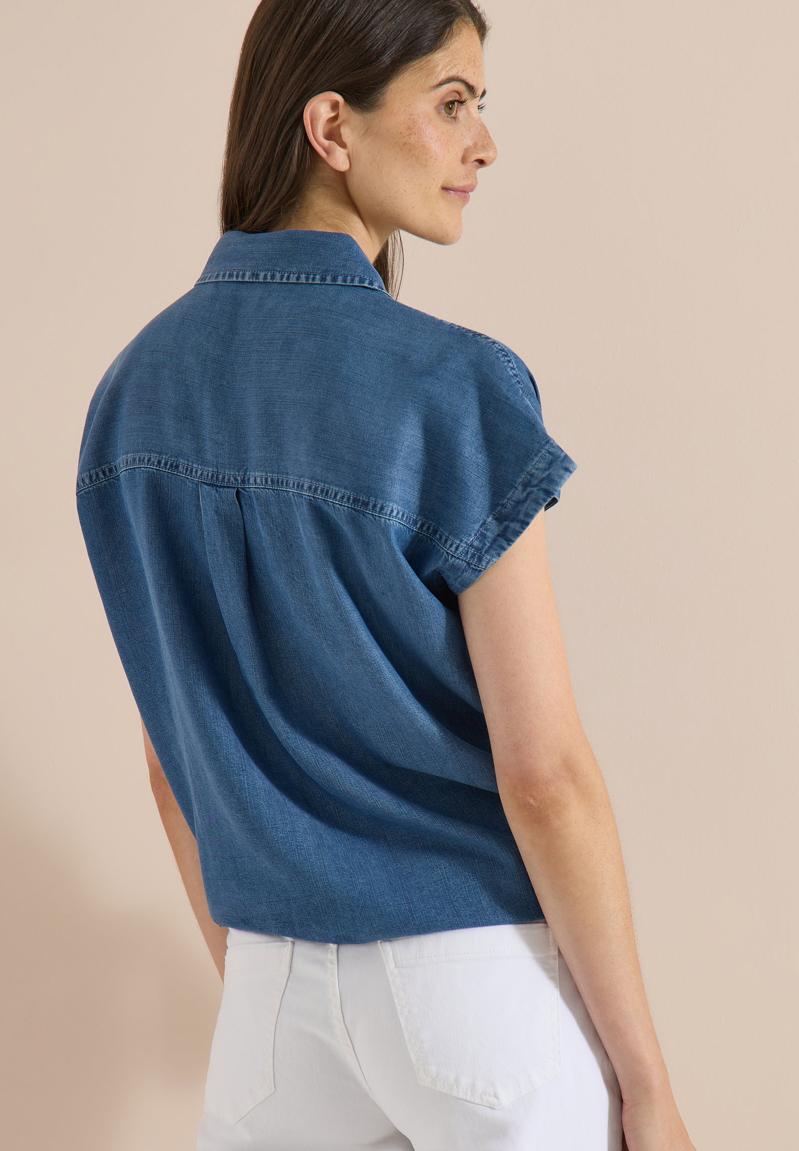 TOS Denim Look Blouse, mid blue wash #4