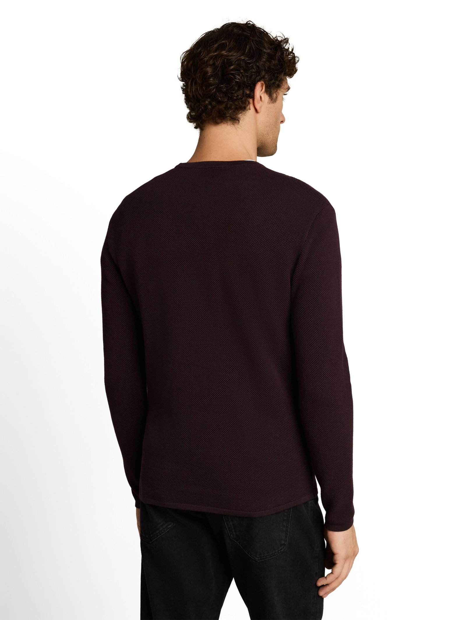 basic structred crew neck knit, dark plum #8