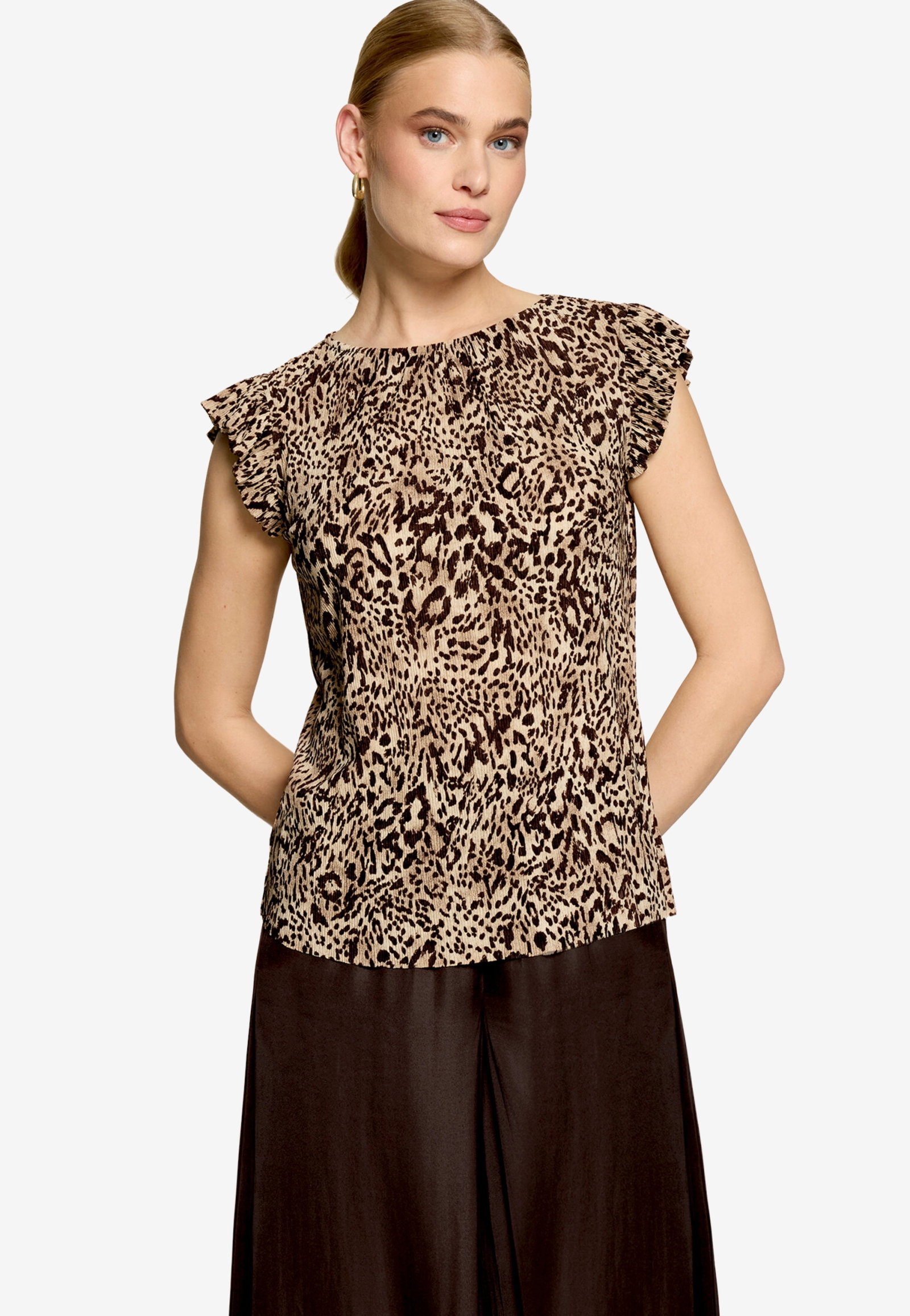 Shirt Kurz 1/2 Arm, Beige/Brown #2