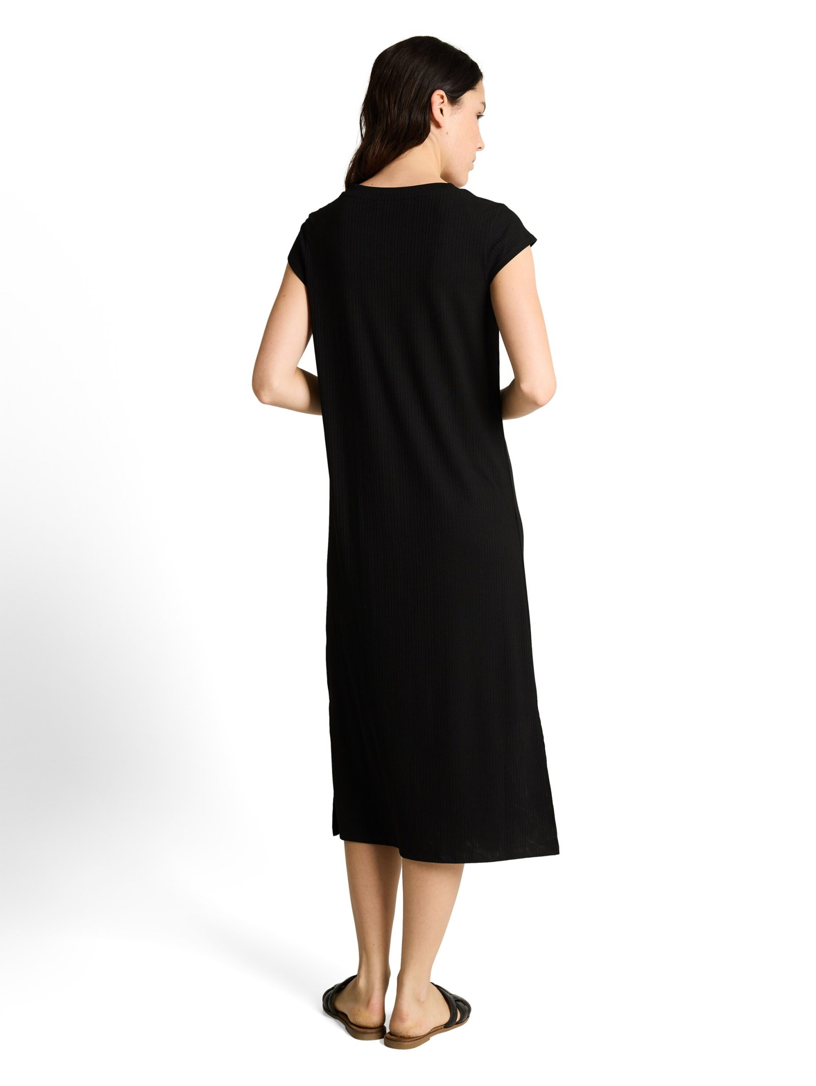 midi structure dress with cap, deep black #4