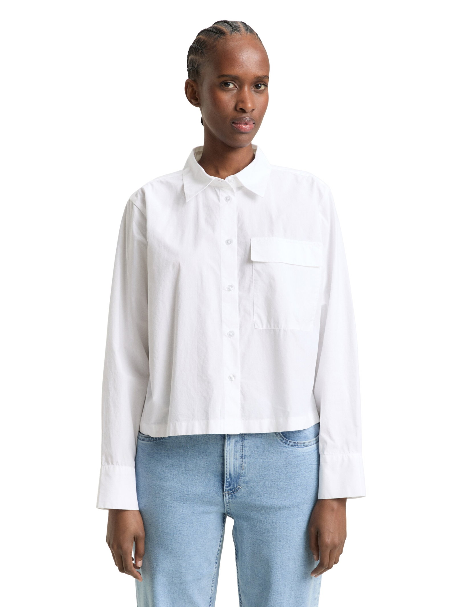 boxy poplin shirt with details, White #5
