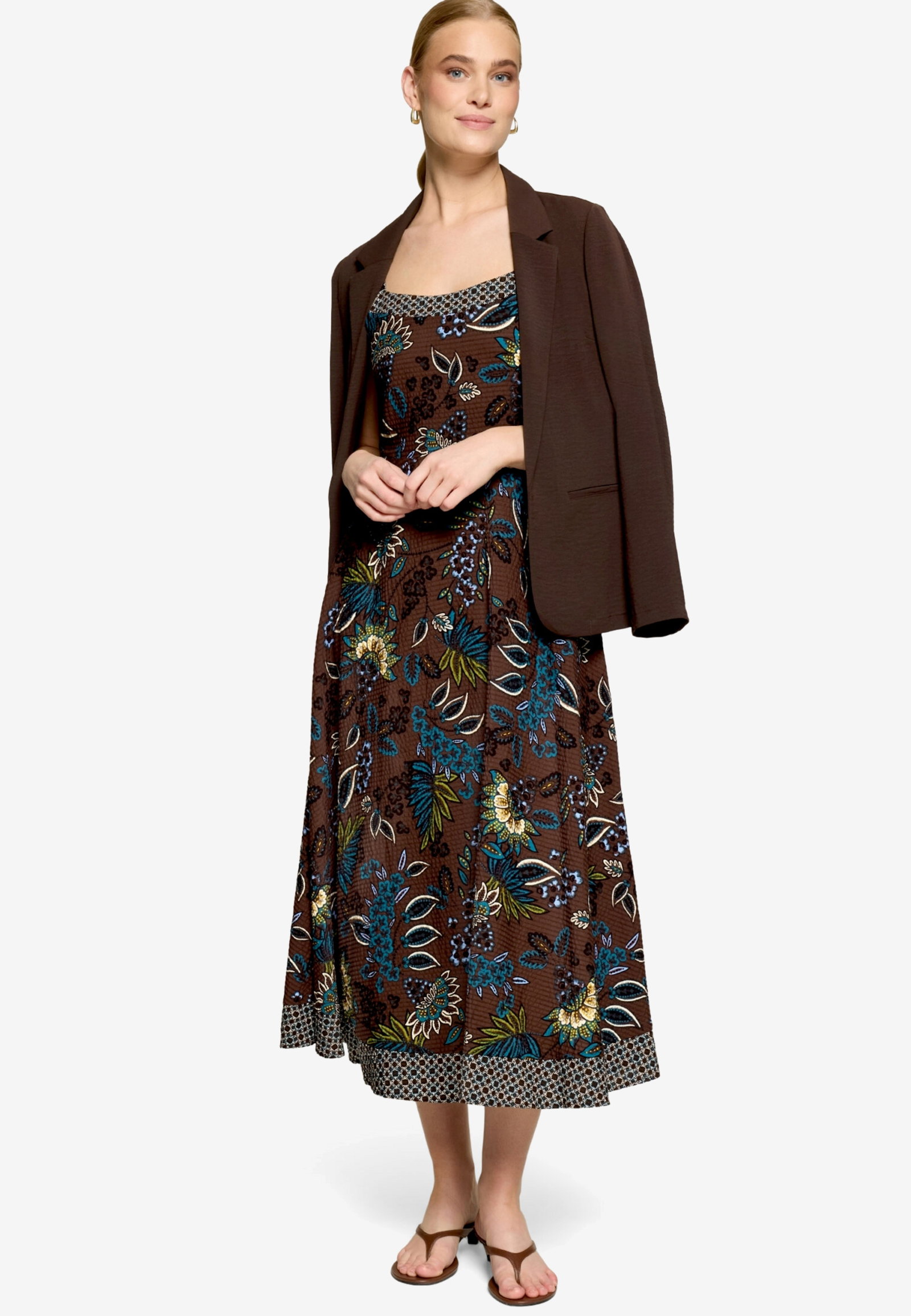 Kleid Lang ohne Arm, Brown/Petrol #3