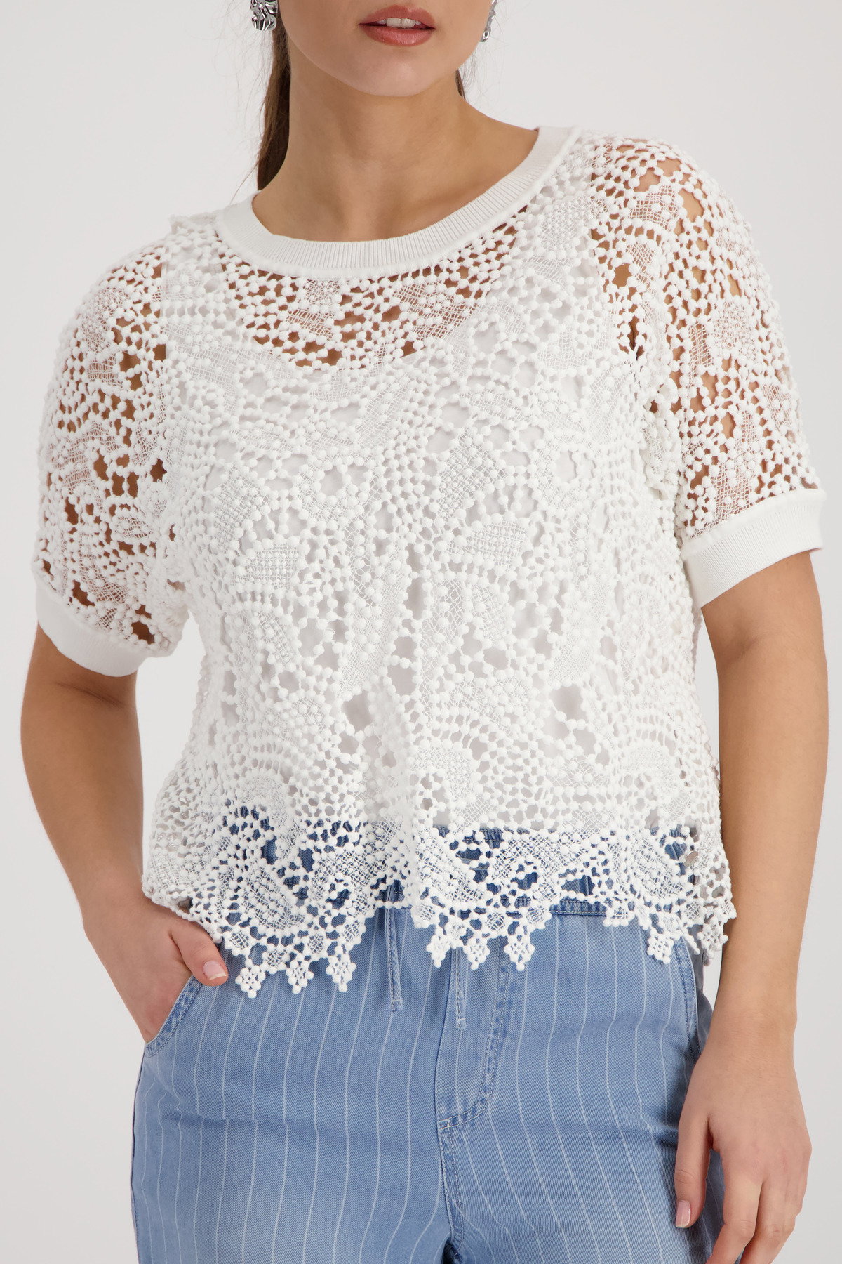Monari Pullover mit Spitzenmuster #2