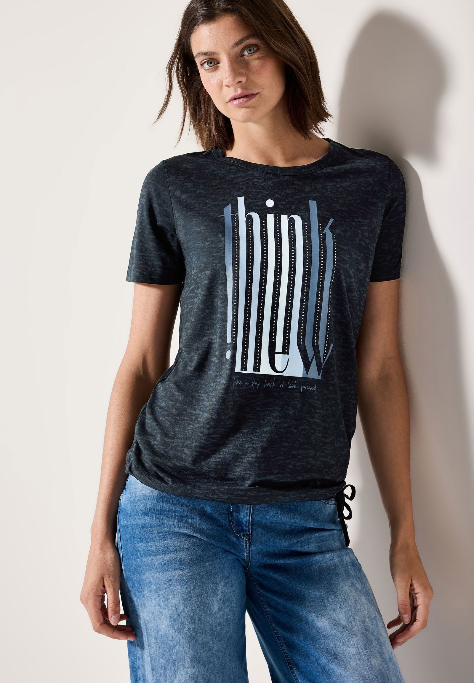  |  Ausbrenner-Shirt mit Wording | XL | universal blue