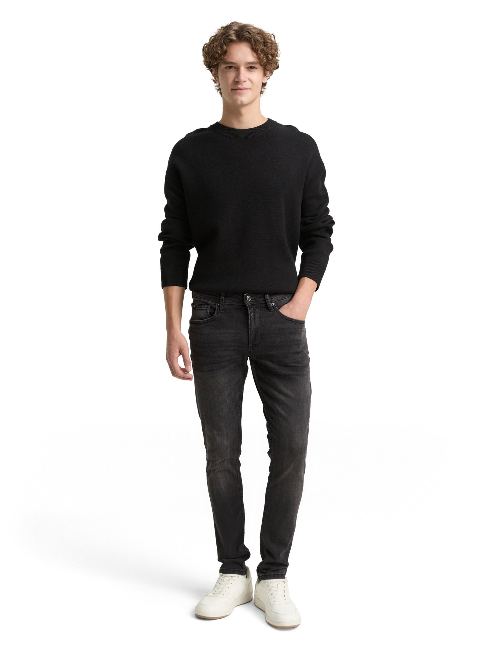 skinny CULVER stretch denim, used dark stone black denim #5