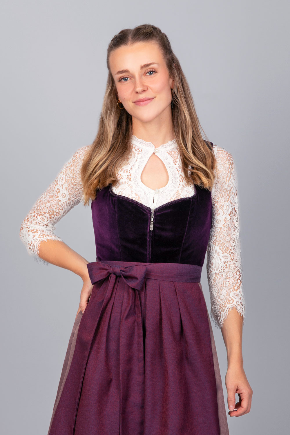 Edelnice Midi Dirndl Viola Samt Lila #5