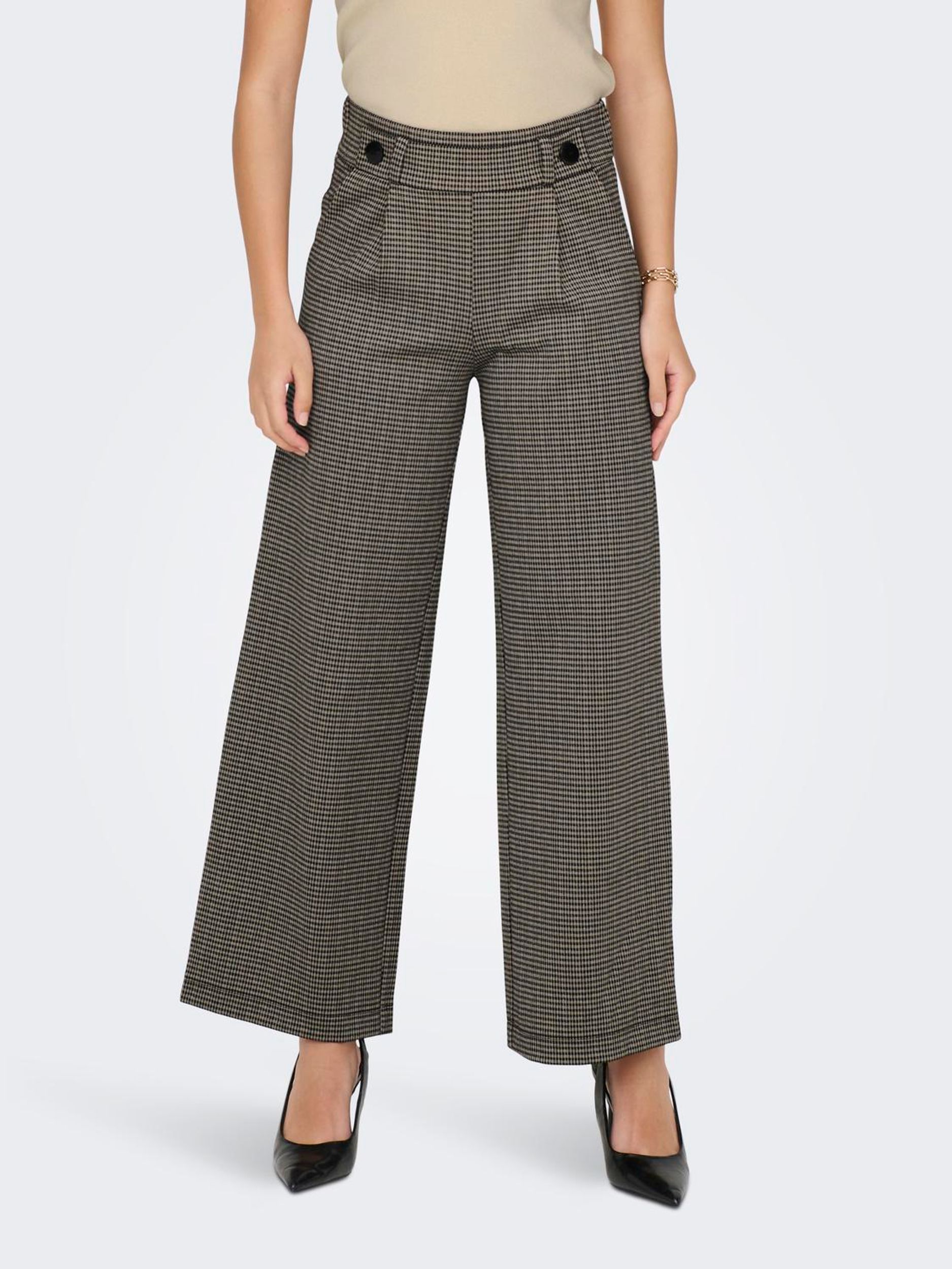 JDY |  JDYGEGGO MIA LONG CHECK PANT JRS NOOS | XS/32 | cobblestone