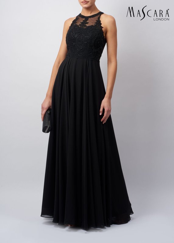 Mascara London langes Abendkleid double lace strap #1