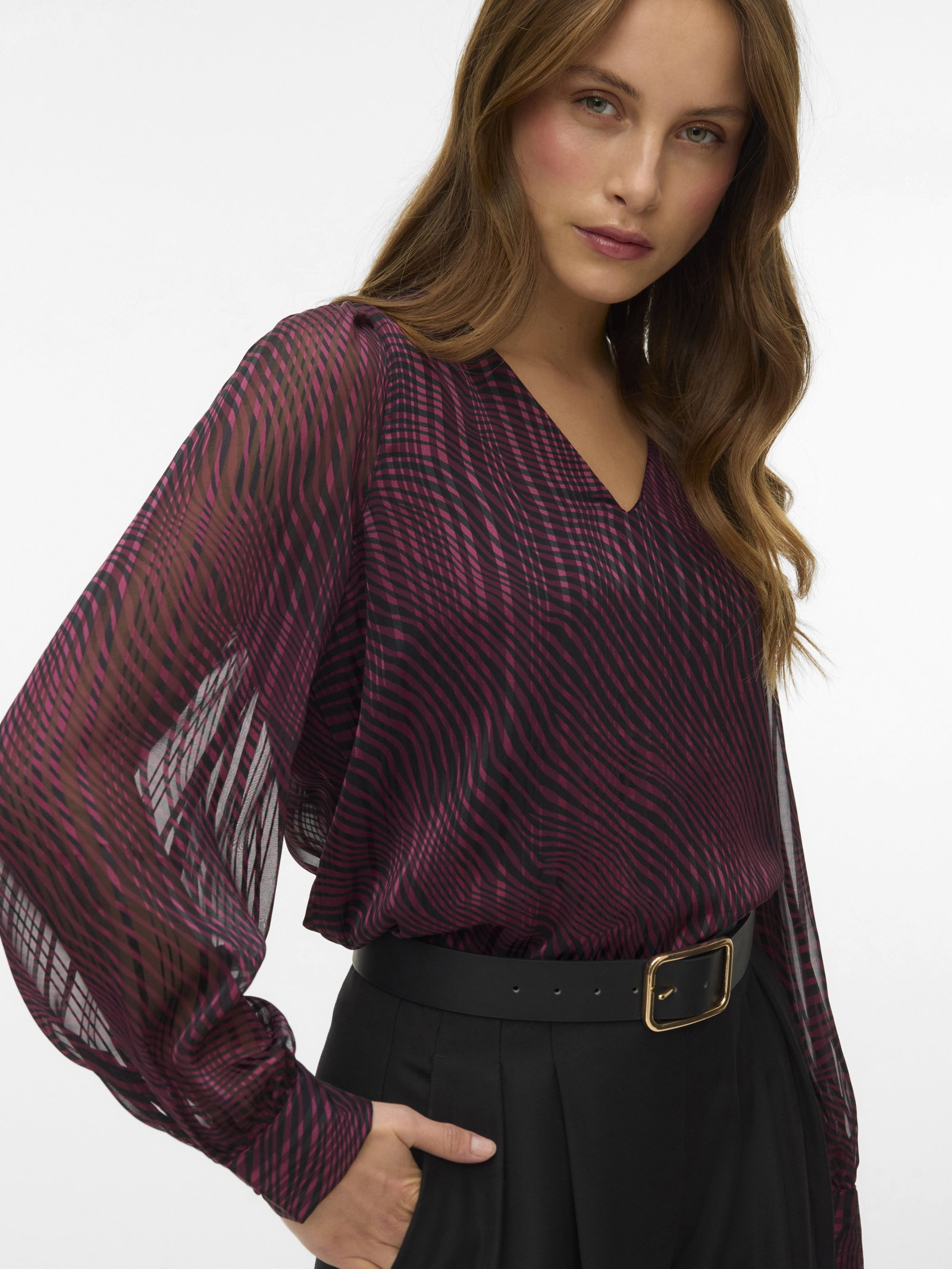 VMGEBRA GEDNA LS V-NECK TOP WVN BTQ, Winetasting/Gebra #5
