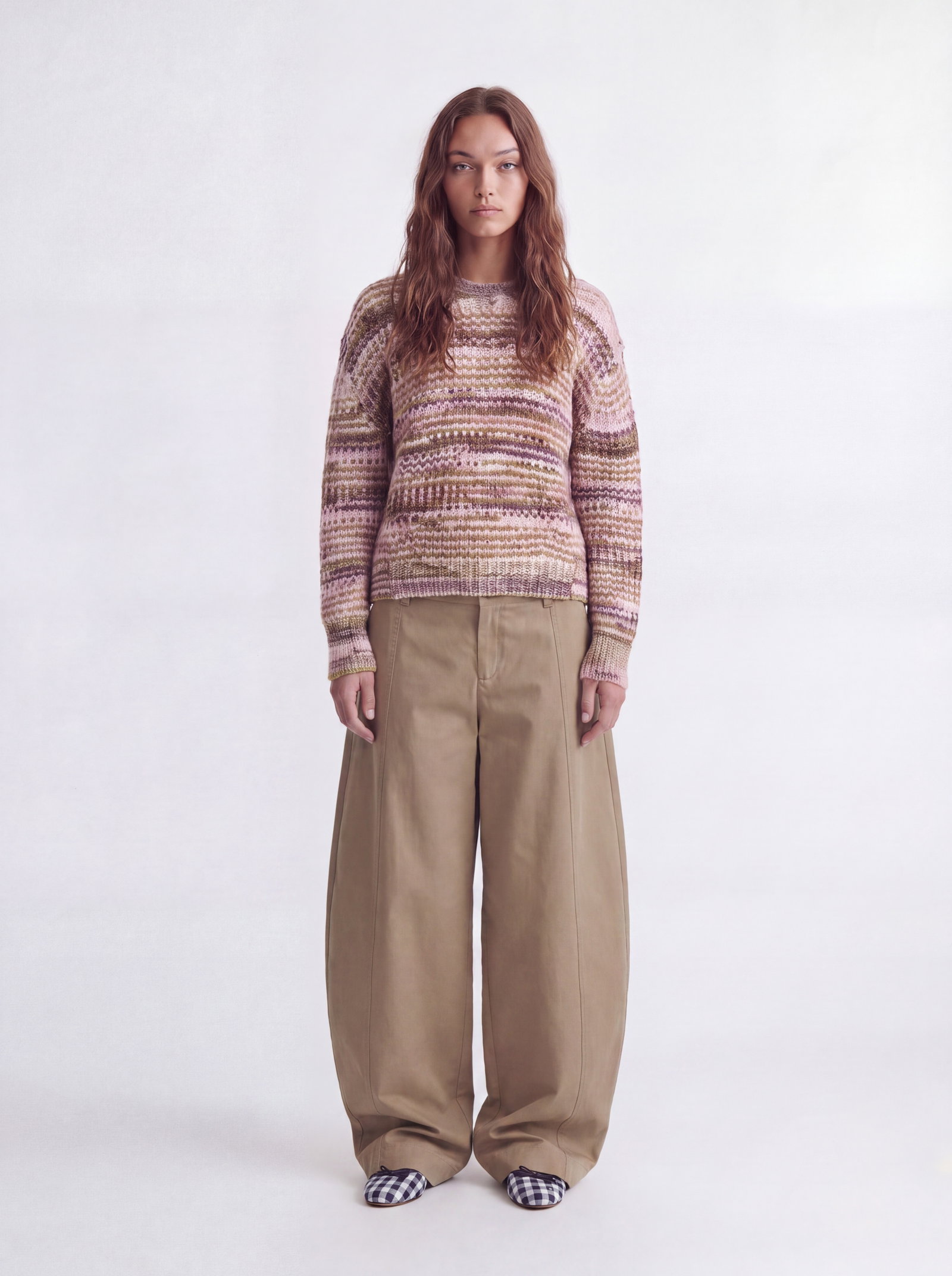 JXSIMONE SPACE DYE CREW NECK KNIT S, Green Moss//multi space dye #8
