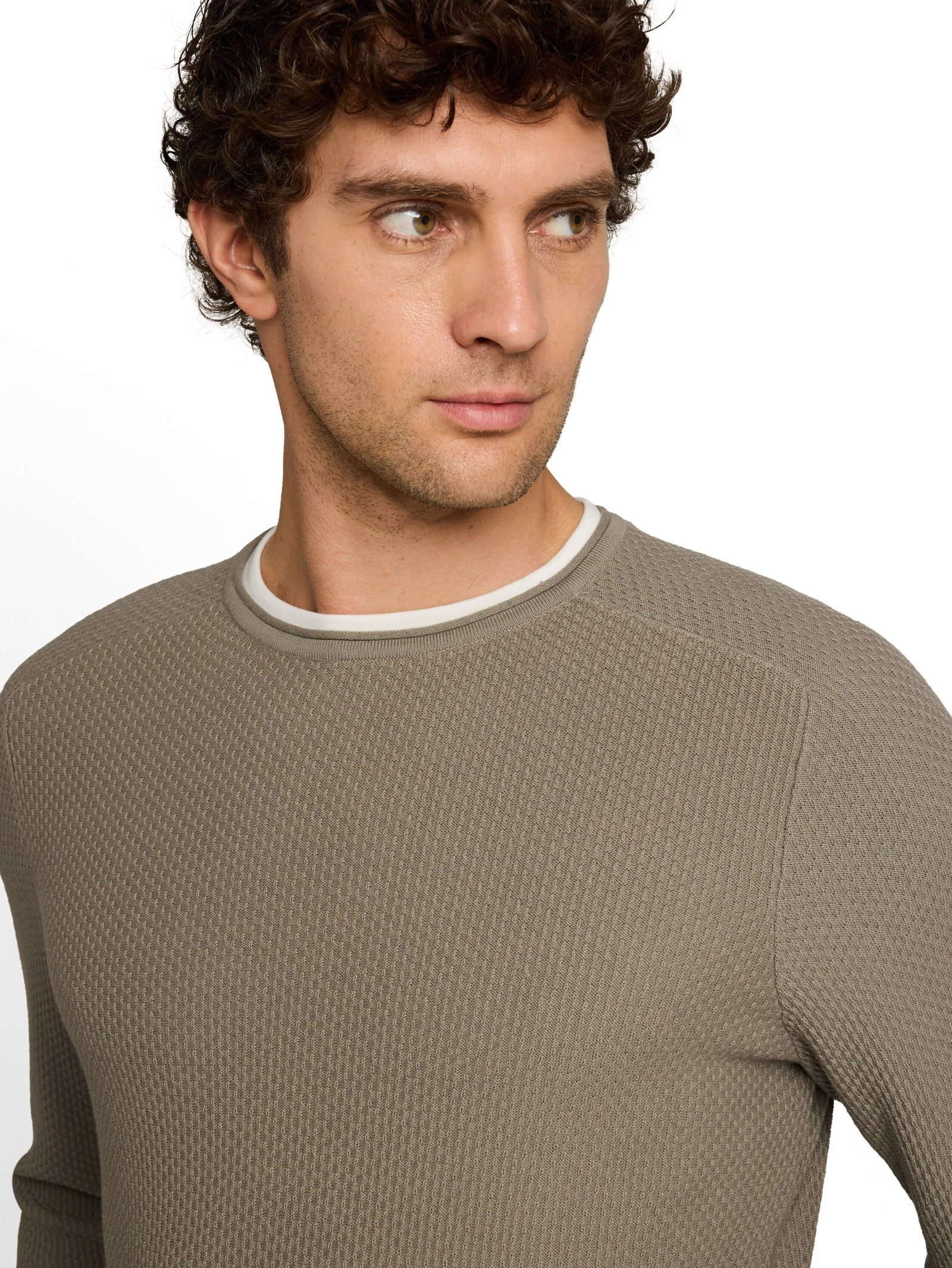 structured double layer knit, dark sage green #6