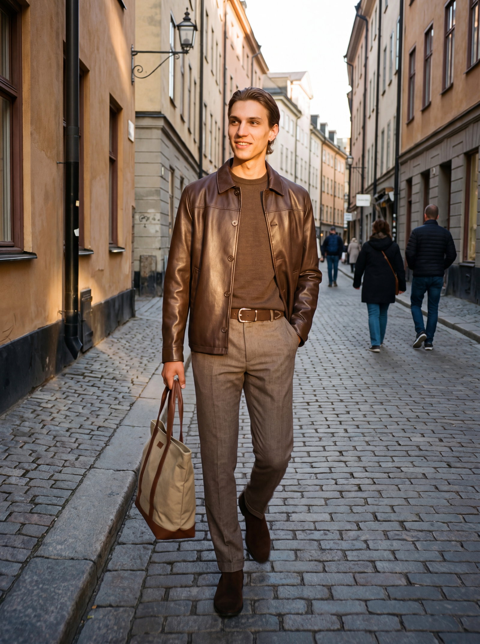 JPSTOLLIE BLAKE WINTER CHINO SN, Cocoa/HERRINGBONE #3